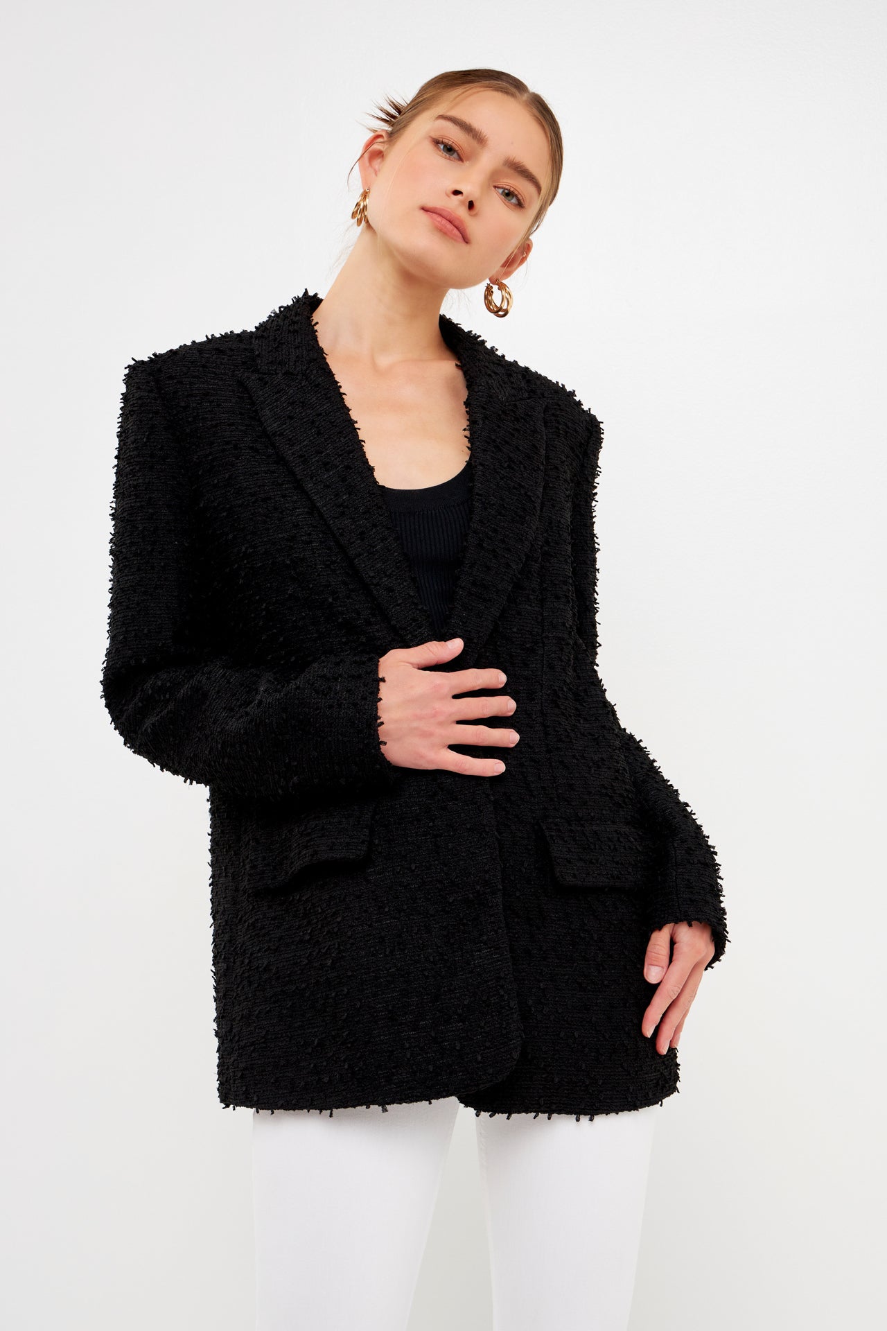 ENDLESS ROSE - Tweed Boyfriend Blazer - BLAZERS available at Objectrare