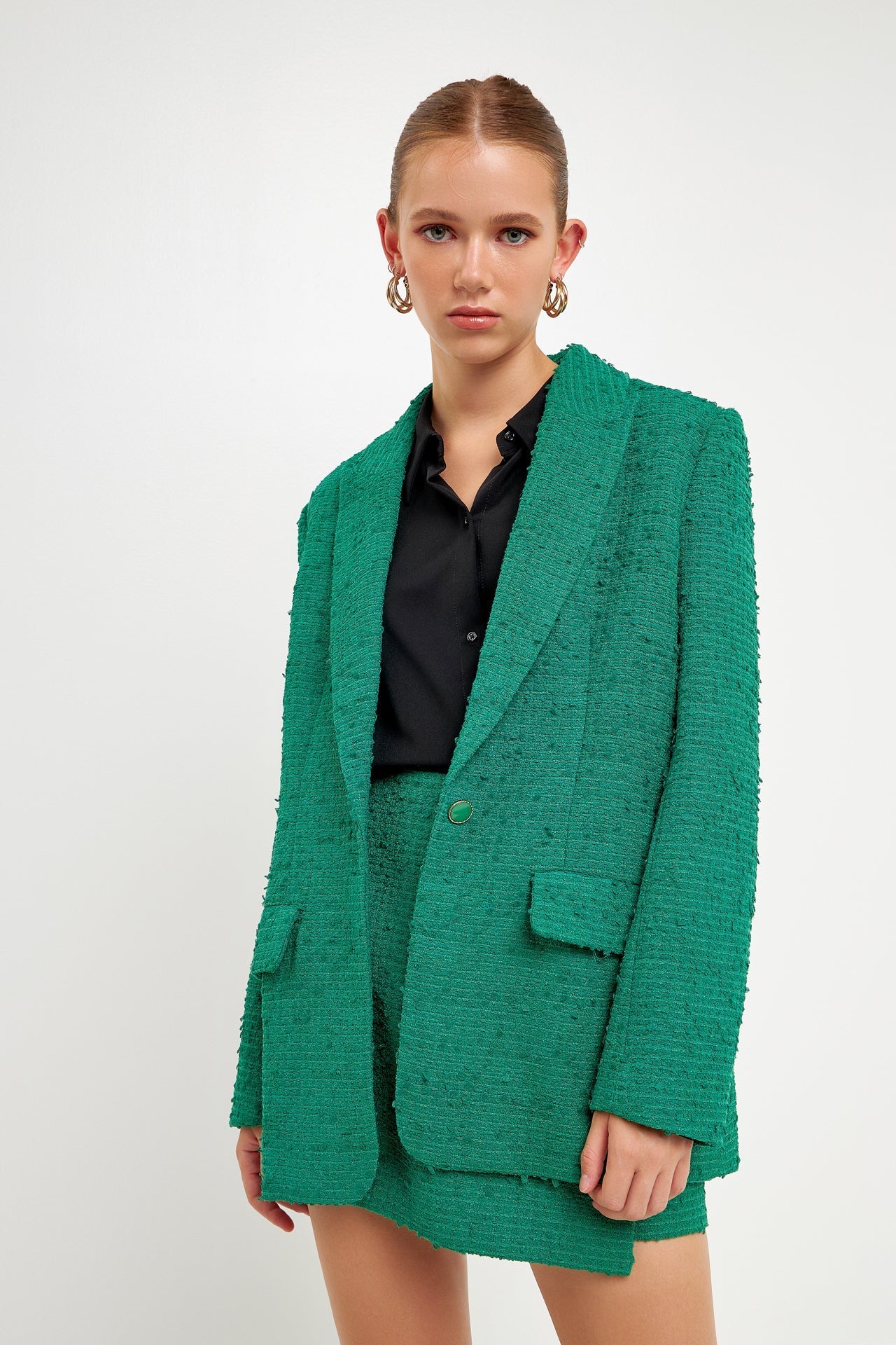 ENDLESS ROSE - Tweed Boyfriend Blazer - BLAZERS available at Objectrare
