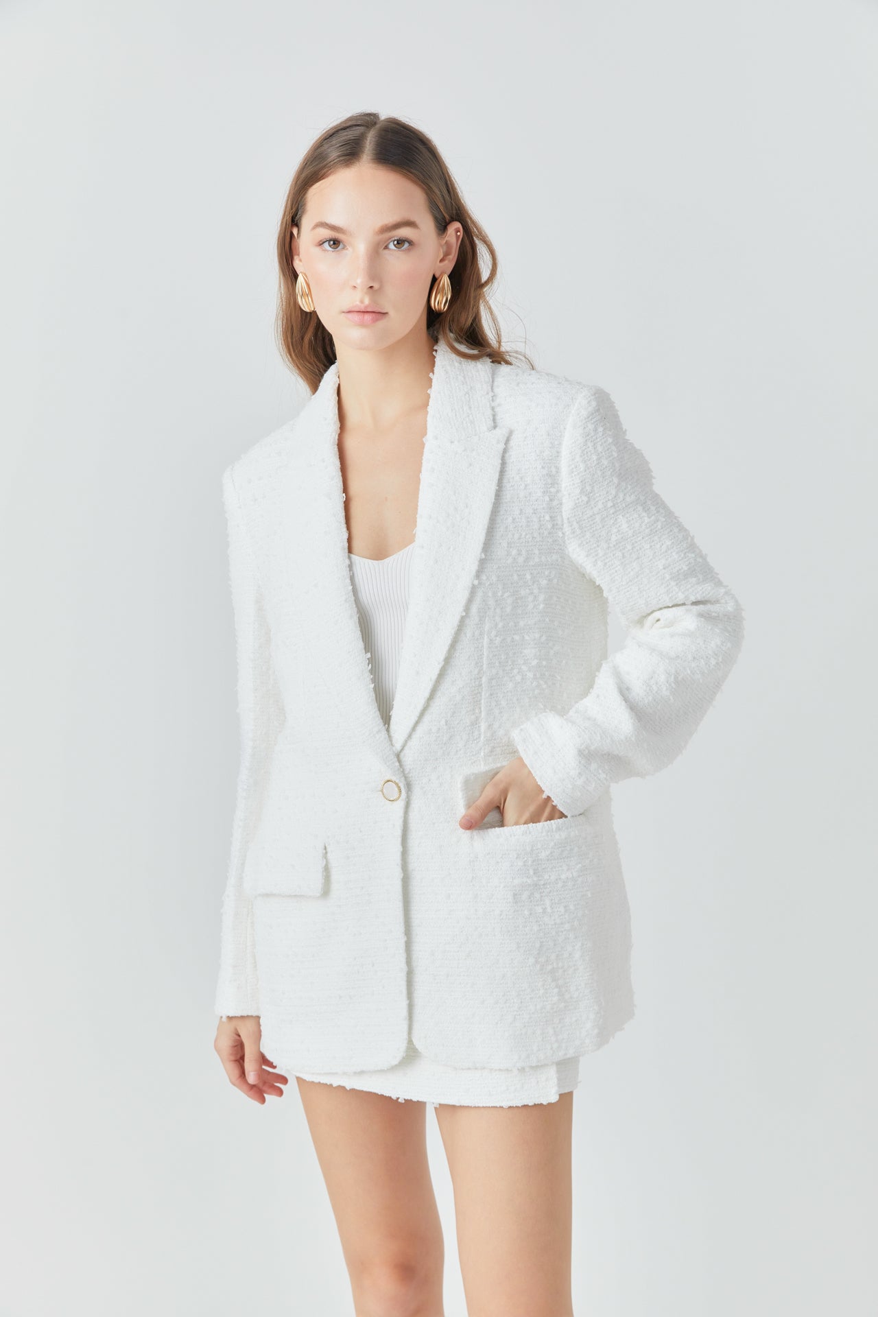 ENDLESS ROSE - Tweed Boyfriend Blazer - BLAZERS available at Objectrare
