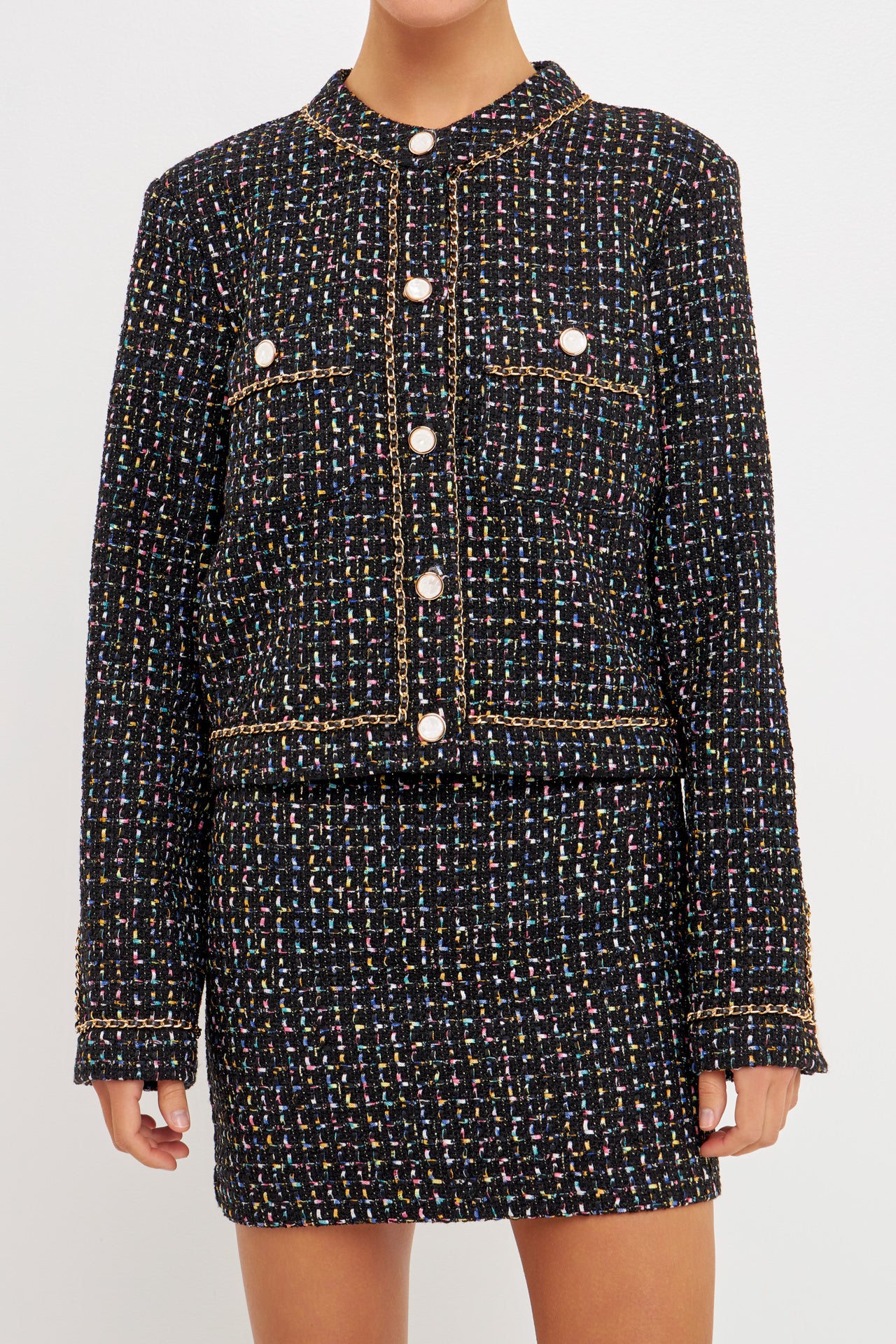 ENDLESS ROSE - Multi Color Tweed Blazer - JACKETS available at Objectrare