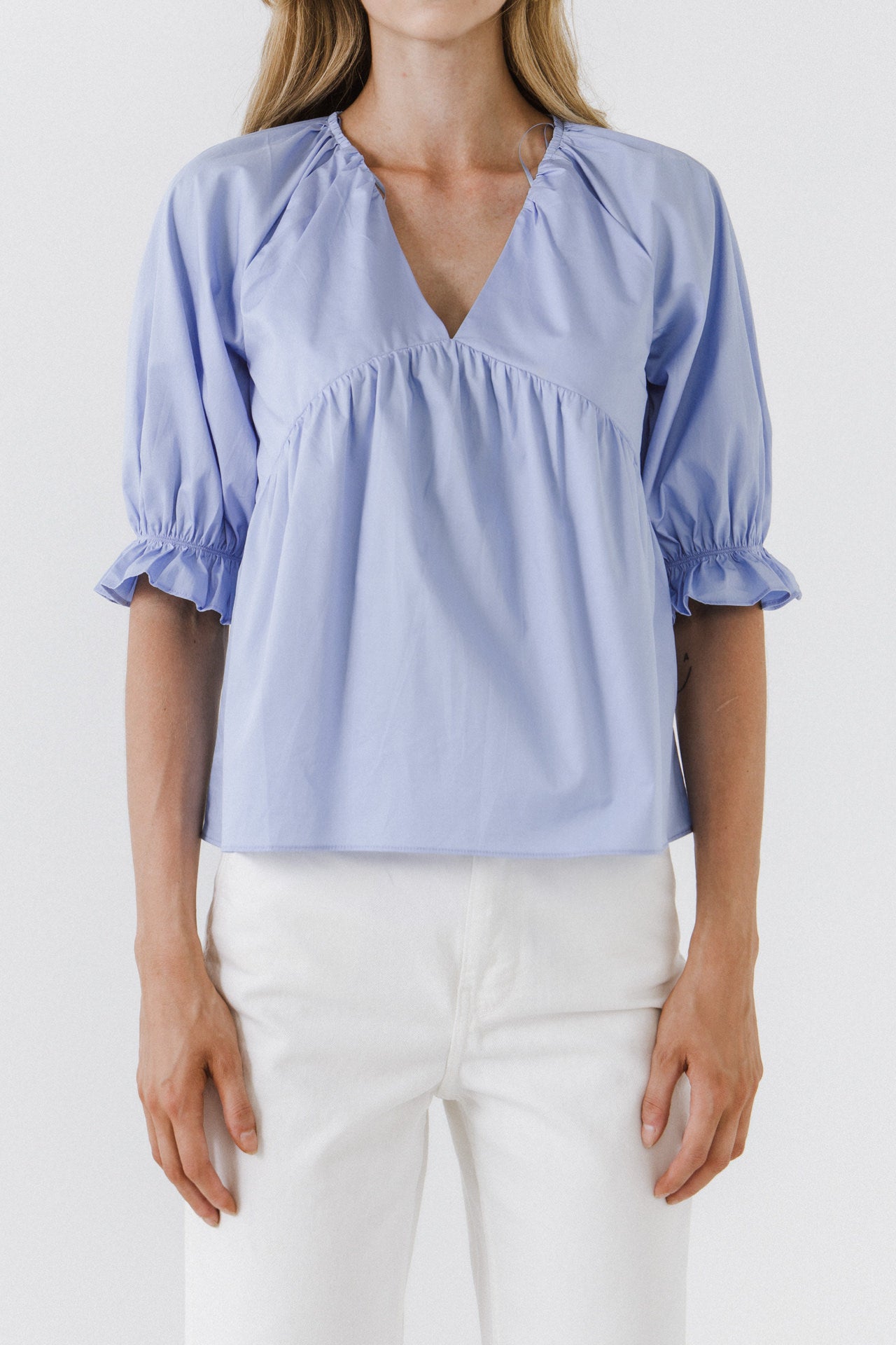 ENGLISH FACTORY - Tiered V Neck Top With Ruffle Sleeves - TOPS available at Objectrare