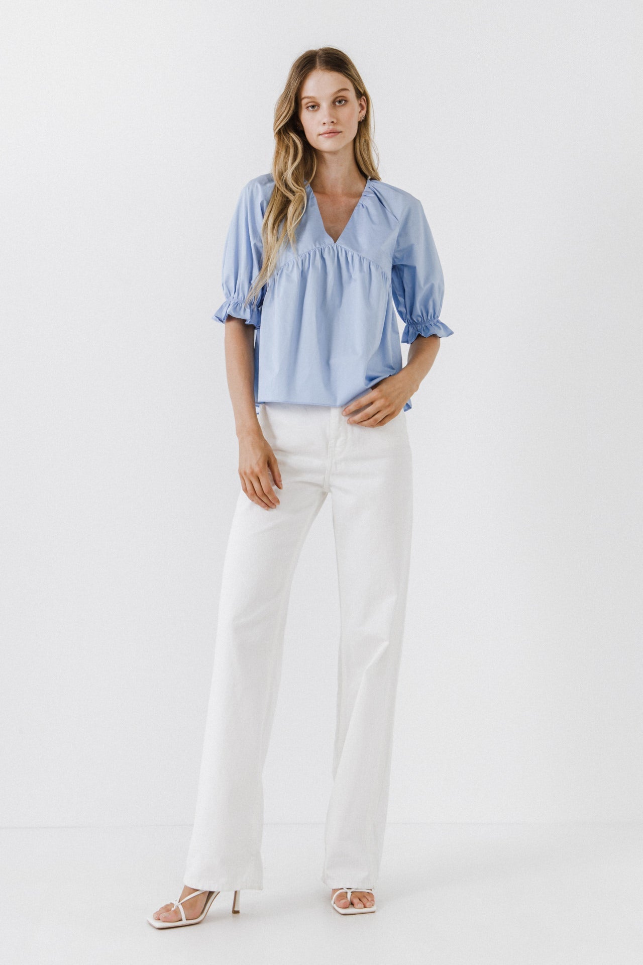 ENGLISH FACTORY - Tiered V Neck Top With Ruffle Sleeves - TOPS available at Objectrare