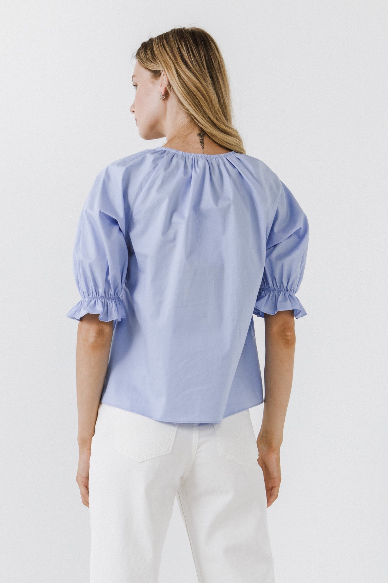ENGLISH FACTORY - Tiered V Neck Top With Ruffle Sleeves - TOPS available at Objectrare