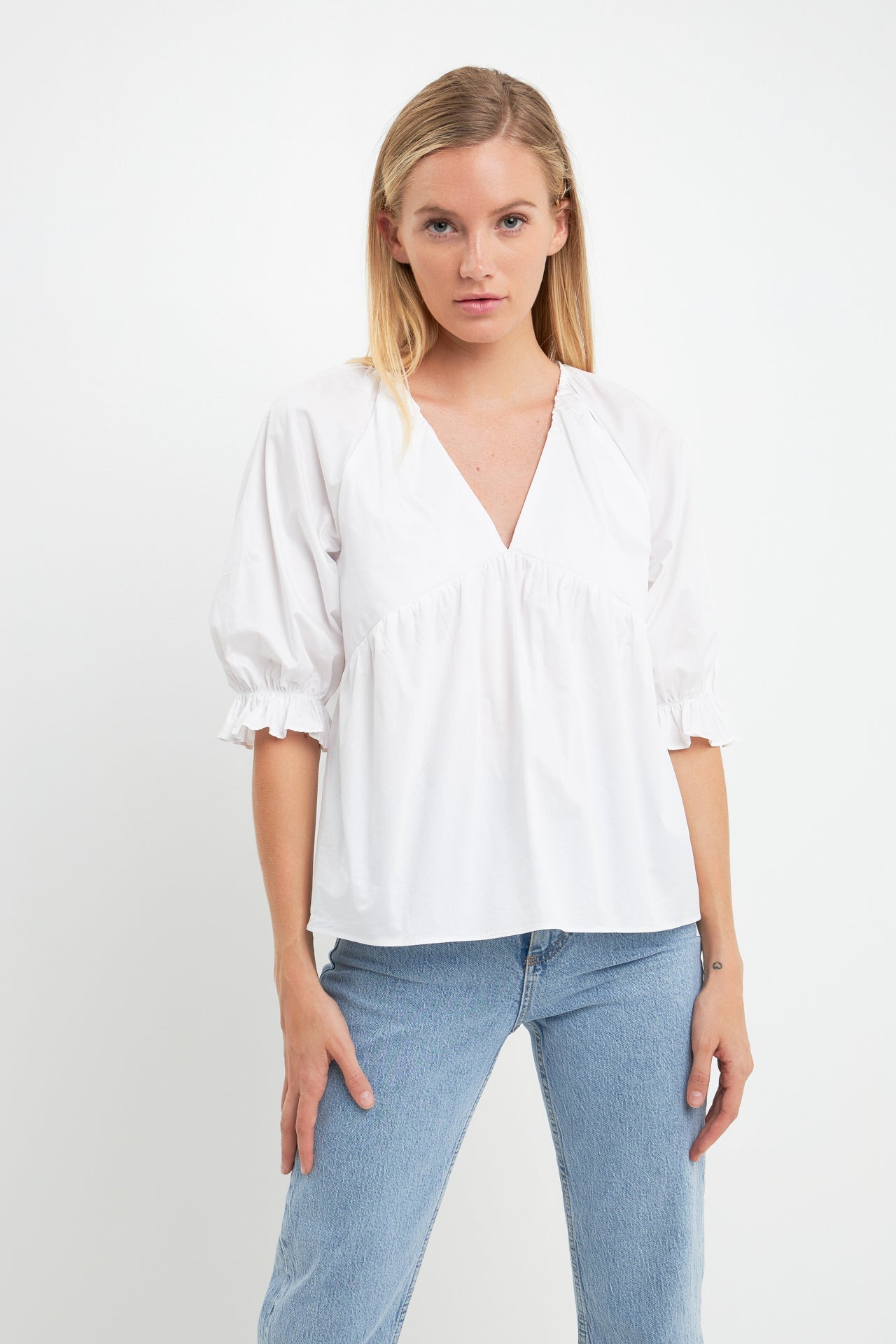 ENGLISH FACTORY - Tiered V Neck Top With Ruffle Sleeves - TOPS available at Objectrare