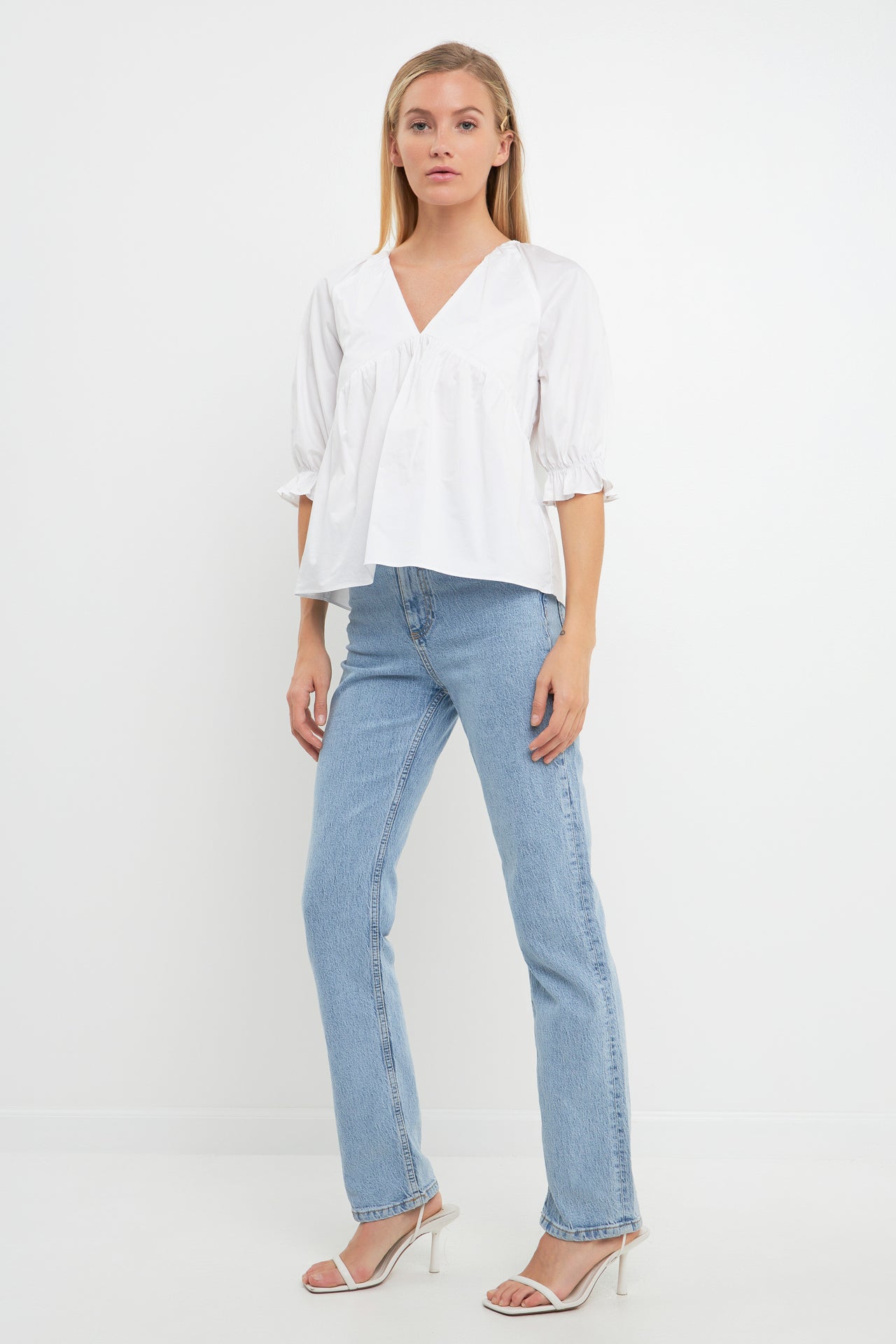 ENGLISH FACTORY - Tiered V Neck Top With Ruffle Sleeves - TOPS available at Objectrare