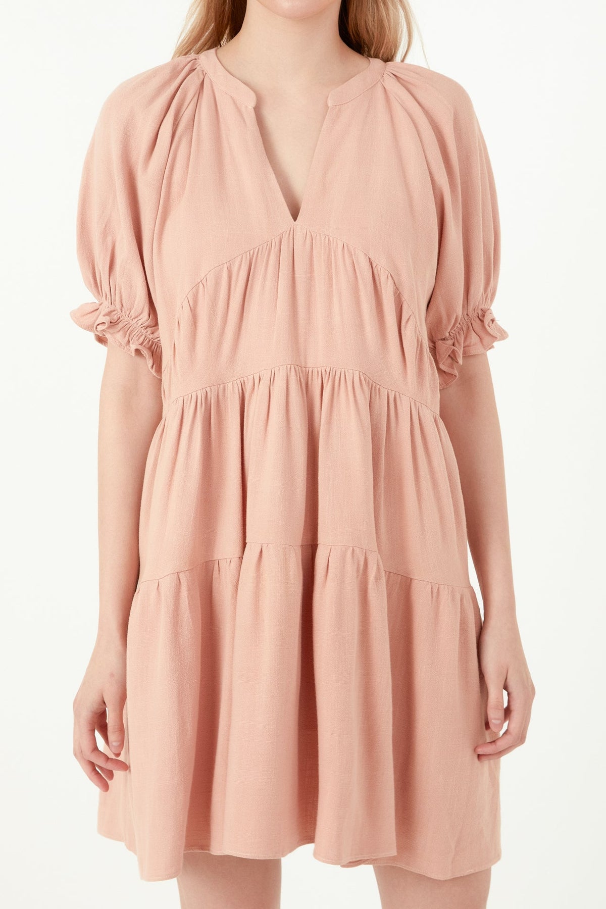 FREE THE ROSES - Solid Tiered Dress With Ruffled Sleeves - DRESSES available at Objectrare