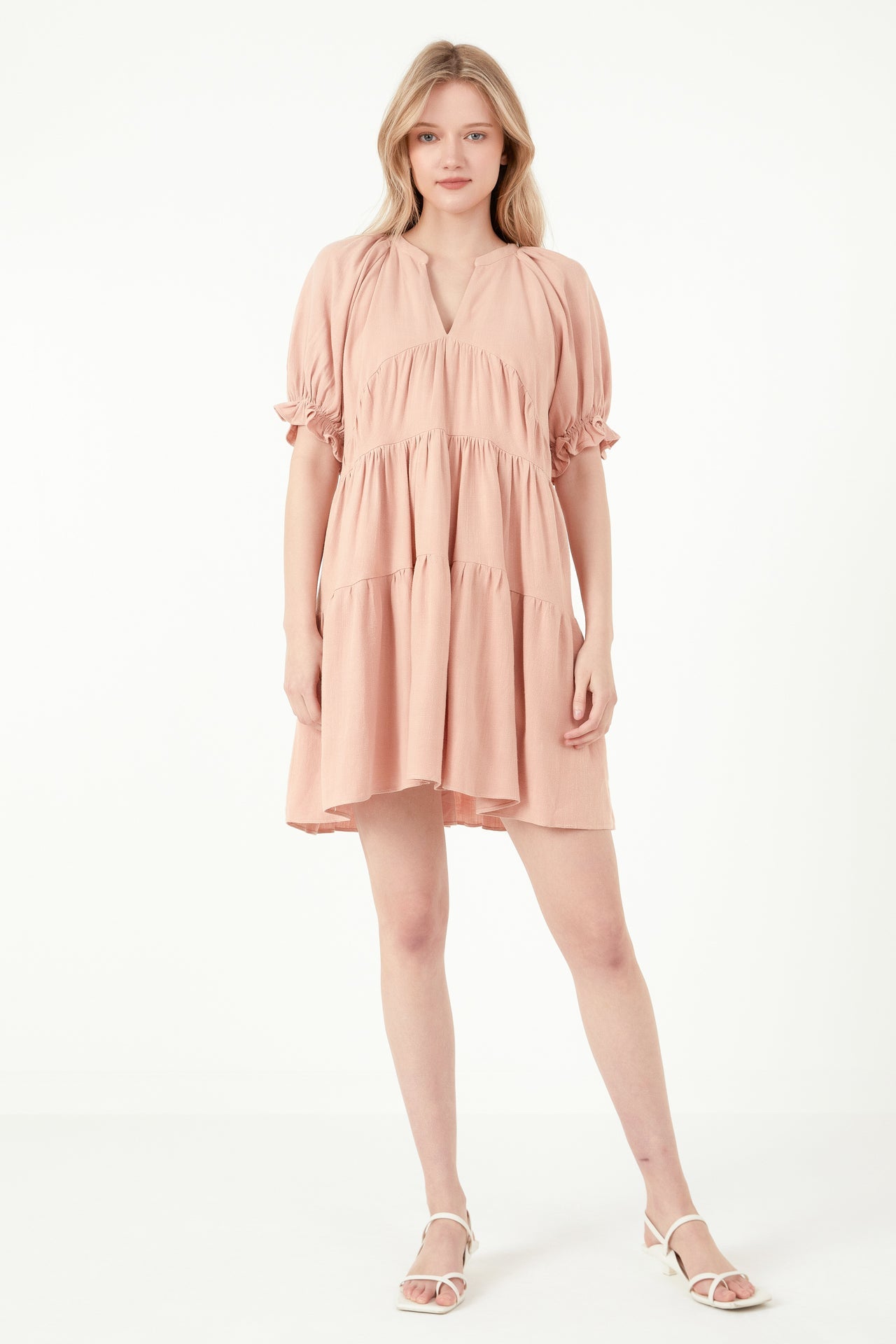FREE THE ROSES - Solid Tiered Dress With Ruffled Sleeves - DRESSES available at Objectrare