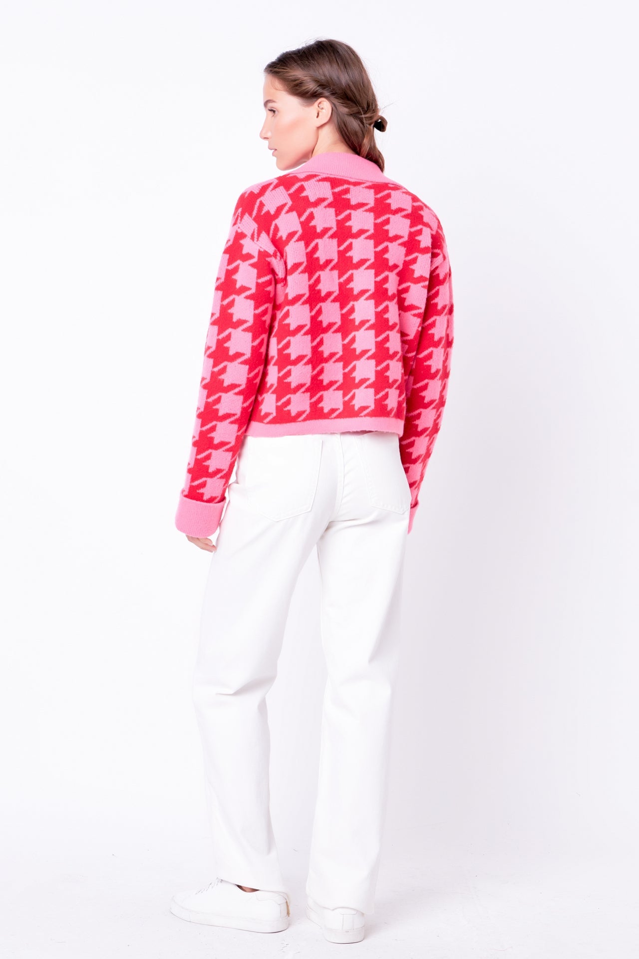 ENGLISH FACTORY - Houndstooth Collared Cardigan- Sale - SWEATERS & KNITS available at Objectrare