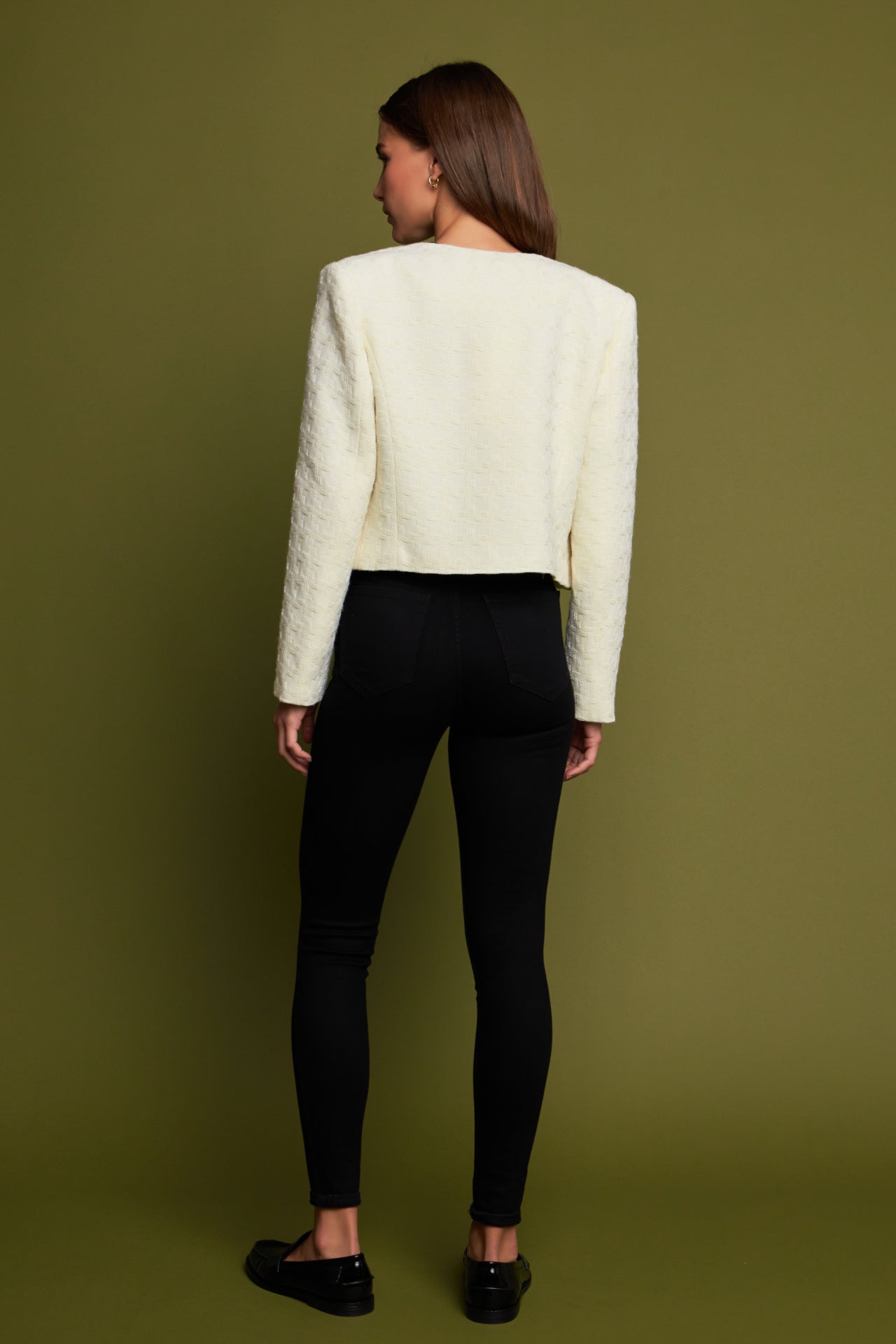 ENGLISH FACTORY - Premium Houndstooth Cropped Jacket - JACKETS available at Objectrare