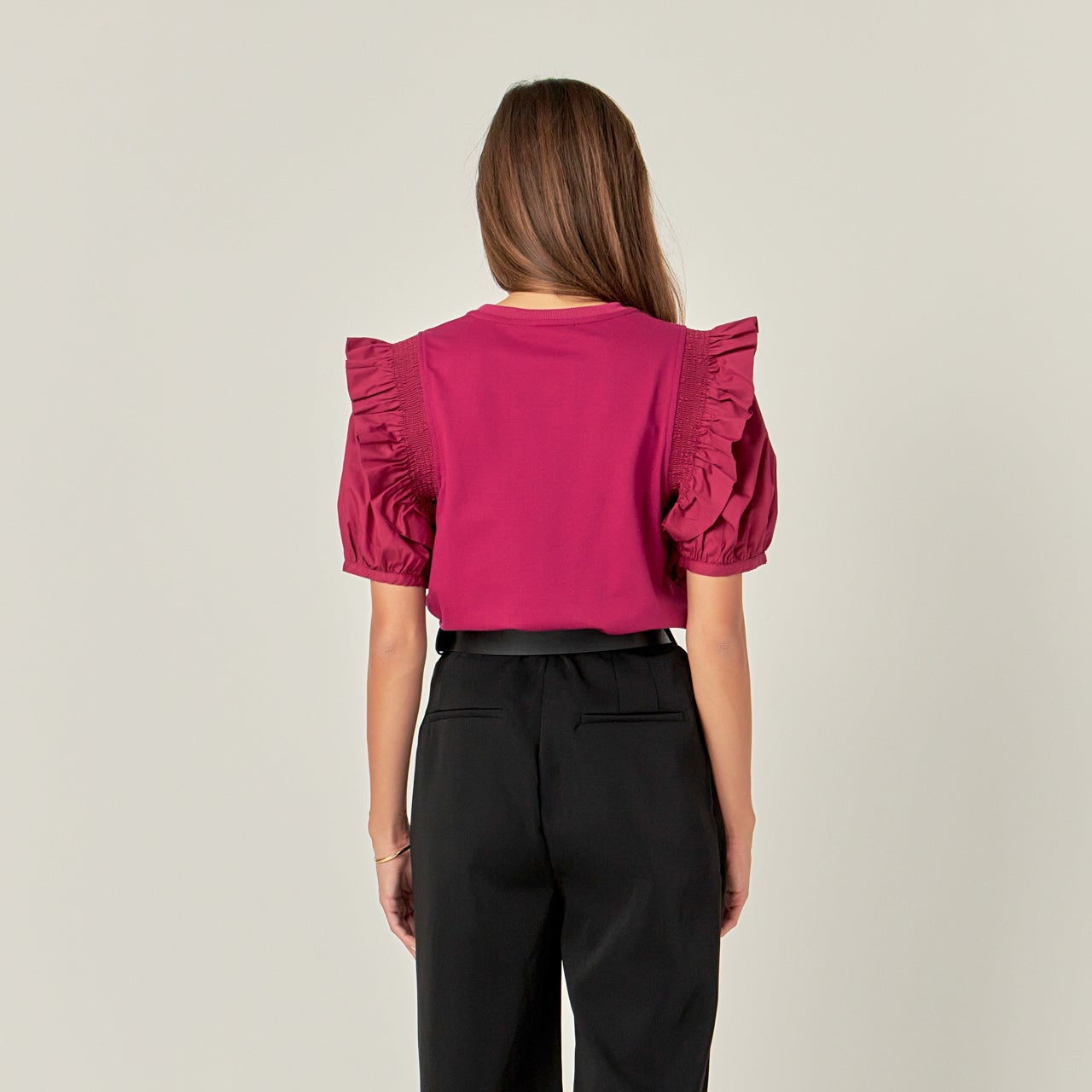ENGLISH FACTORY - Ruffle Sleeve T-Shirt - TOPS available at Objectrare