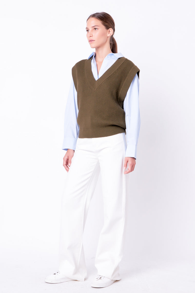 ENGLISH FACTORY - Oversized Sweater Vest - SWEATERS & KNITS available at Objectrare