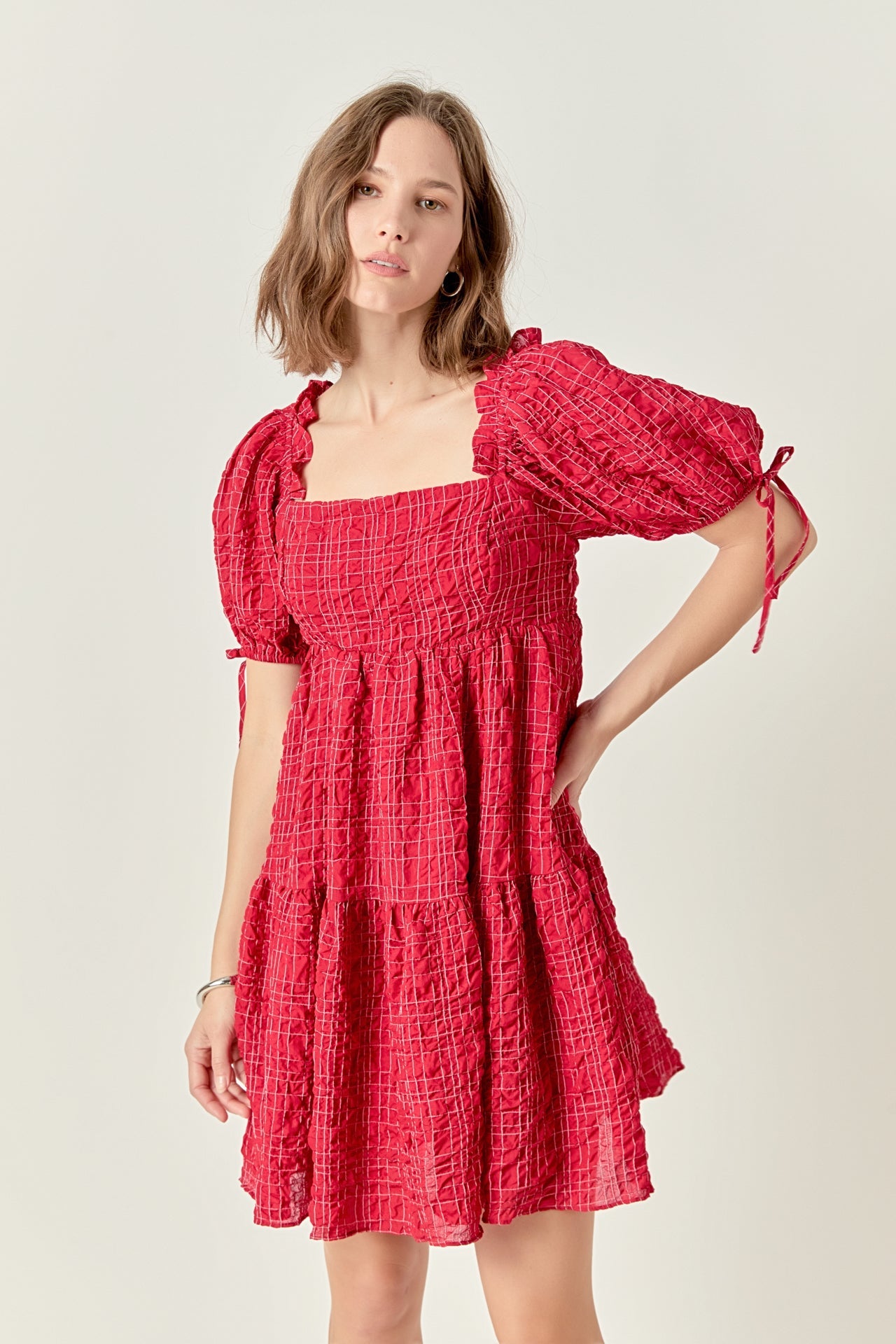 ENGLISH FACTORY - Crinkled Gingham Flounce Dress - DRESSES available at Objectrare