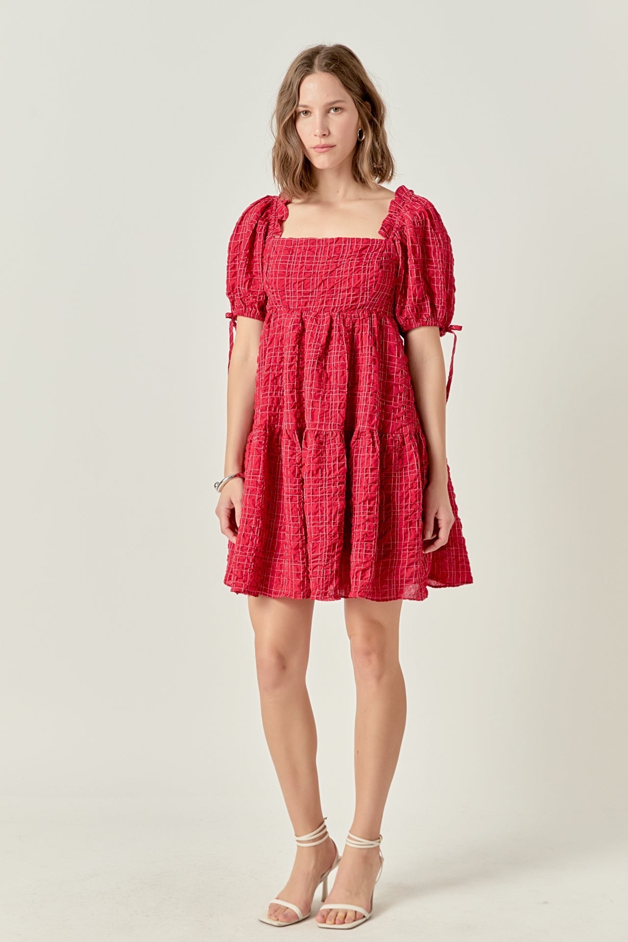 ENGLISH FACTORY - Crinkled Gingham Flounce Dress - DRESSES available at Objectrare