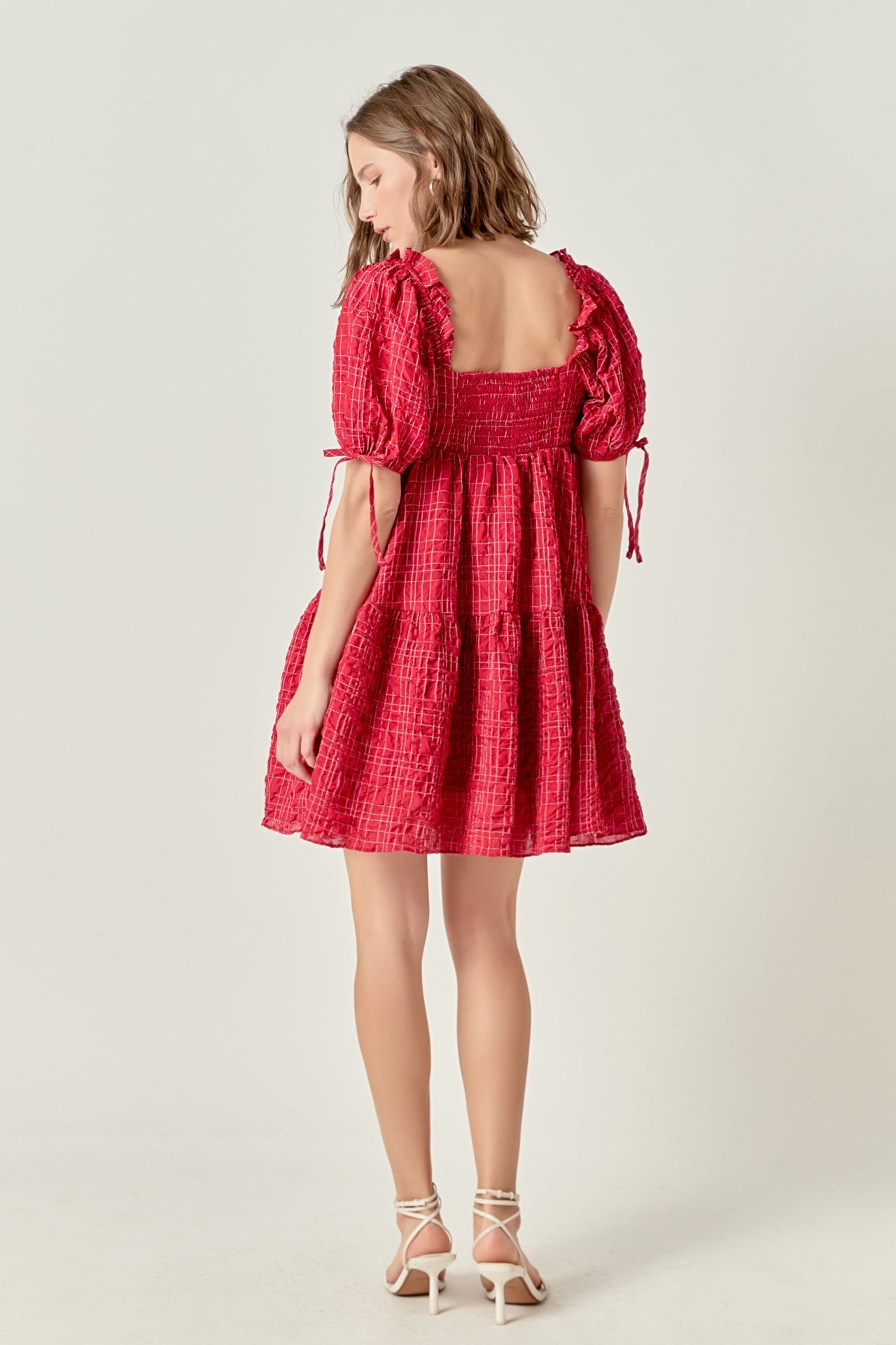 ENGLISH FACTORY - Crinkled Gingham Flounce Dress - DRESSES available at Objectrare