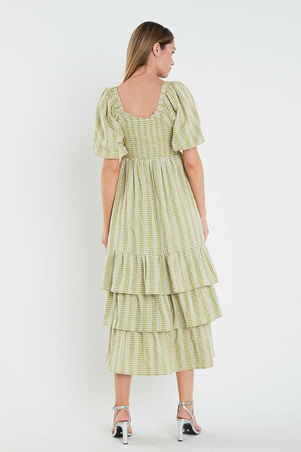 ENGLISH FACTORY - Gingham Striped Multi Tiered Maxi Dress - DRESSES available at Objectrare