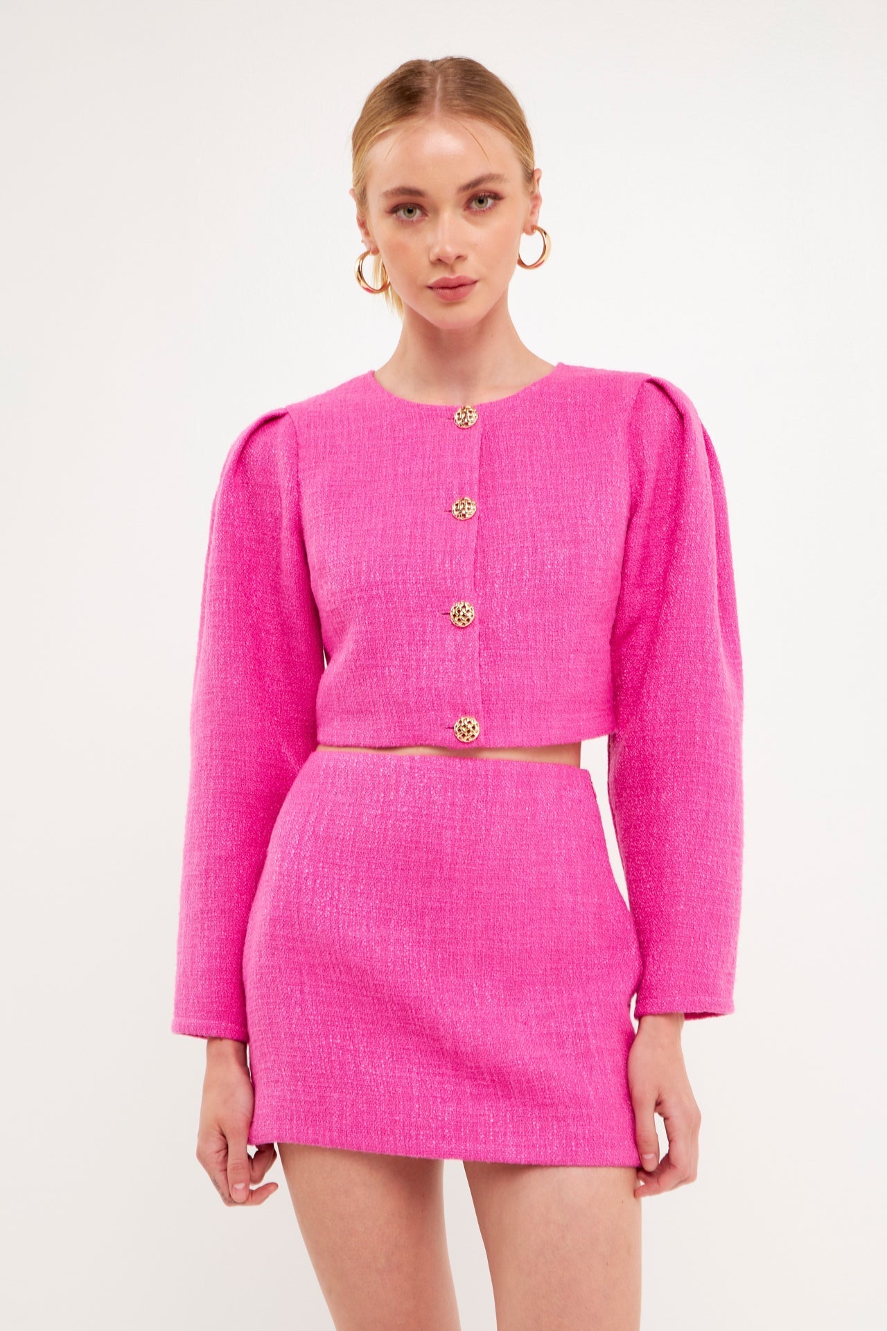 ENDLESS ROSE - Cropped Tweed Jacket - JACKETS available at Objectrare