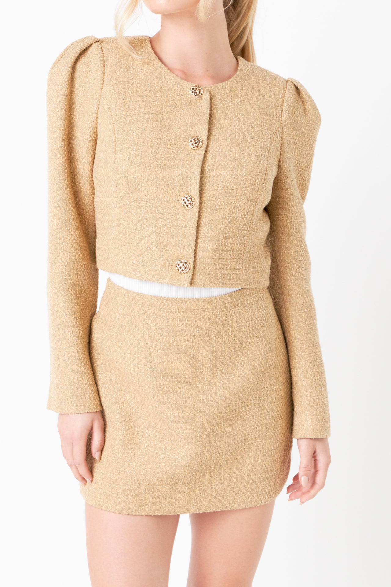ENDLESS ROSE - Cropped Tweed Jacket - JACKETS available at Objectrare