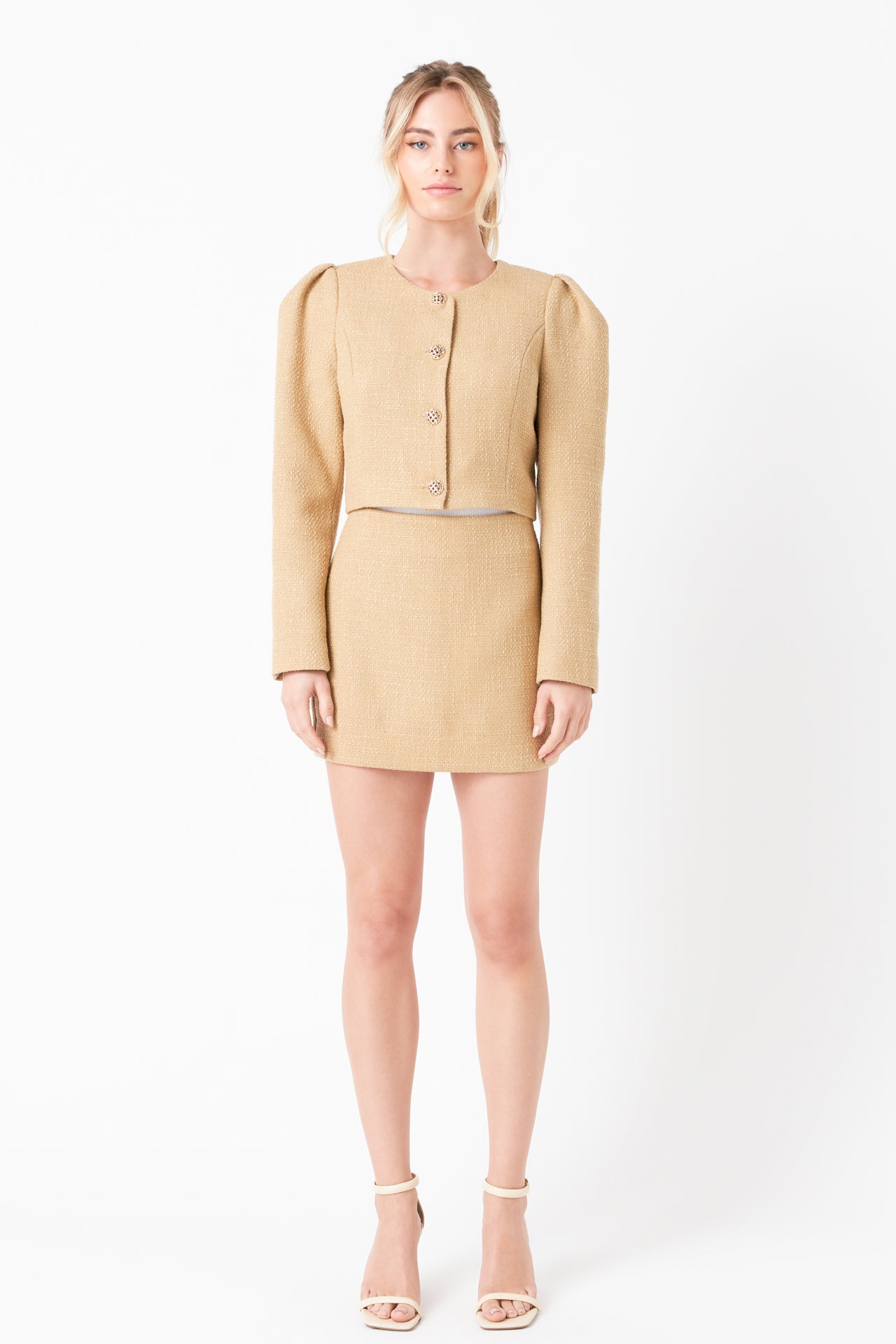 ENDLESS ROSE - Cropped Tweed Jacket - JACKETS available at Objectrare