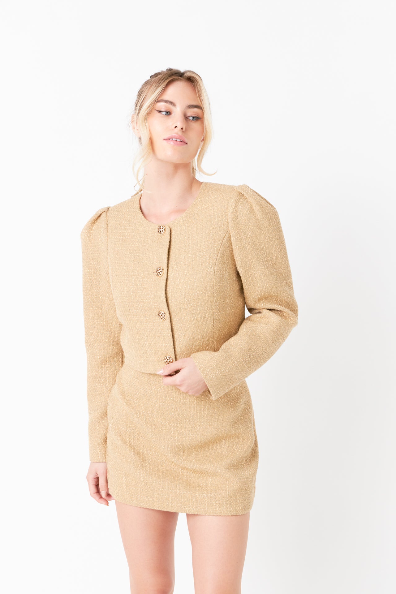ENDLESS ROSE - Cropped Tweed Jacket - JACKETS available at Objectrare