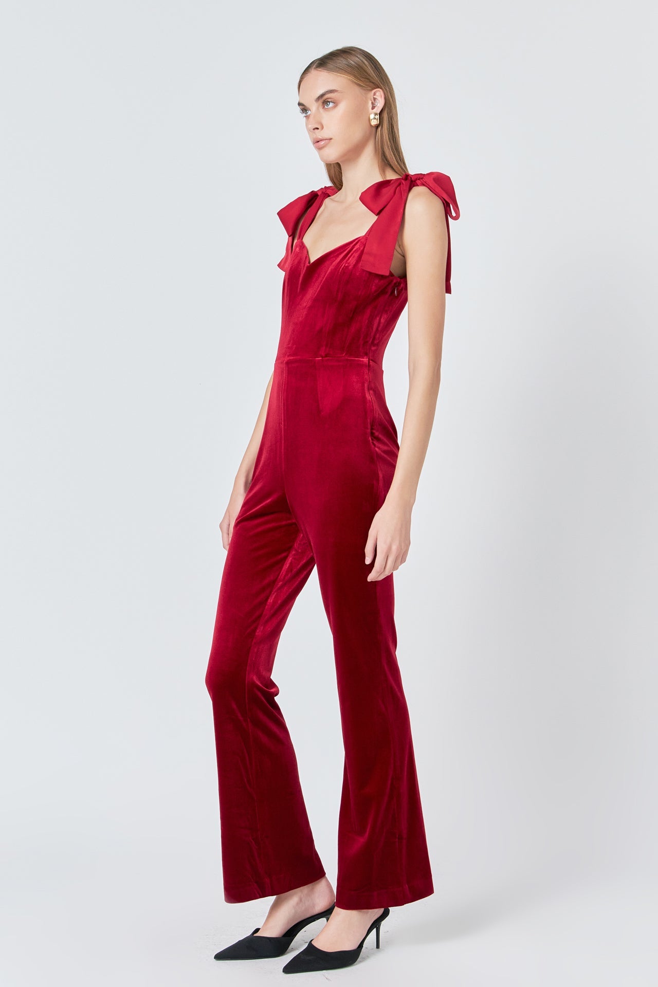 ENDLESS ROSE - Satin Velvet Sweetheart Jumpsuit - JUMPSUITS available at Objectrare