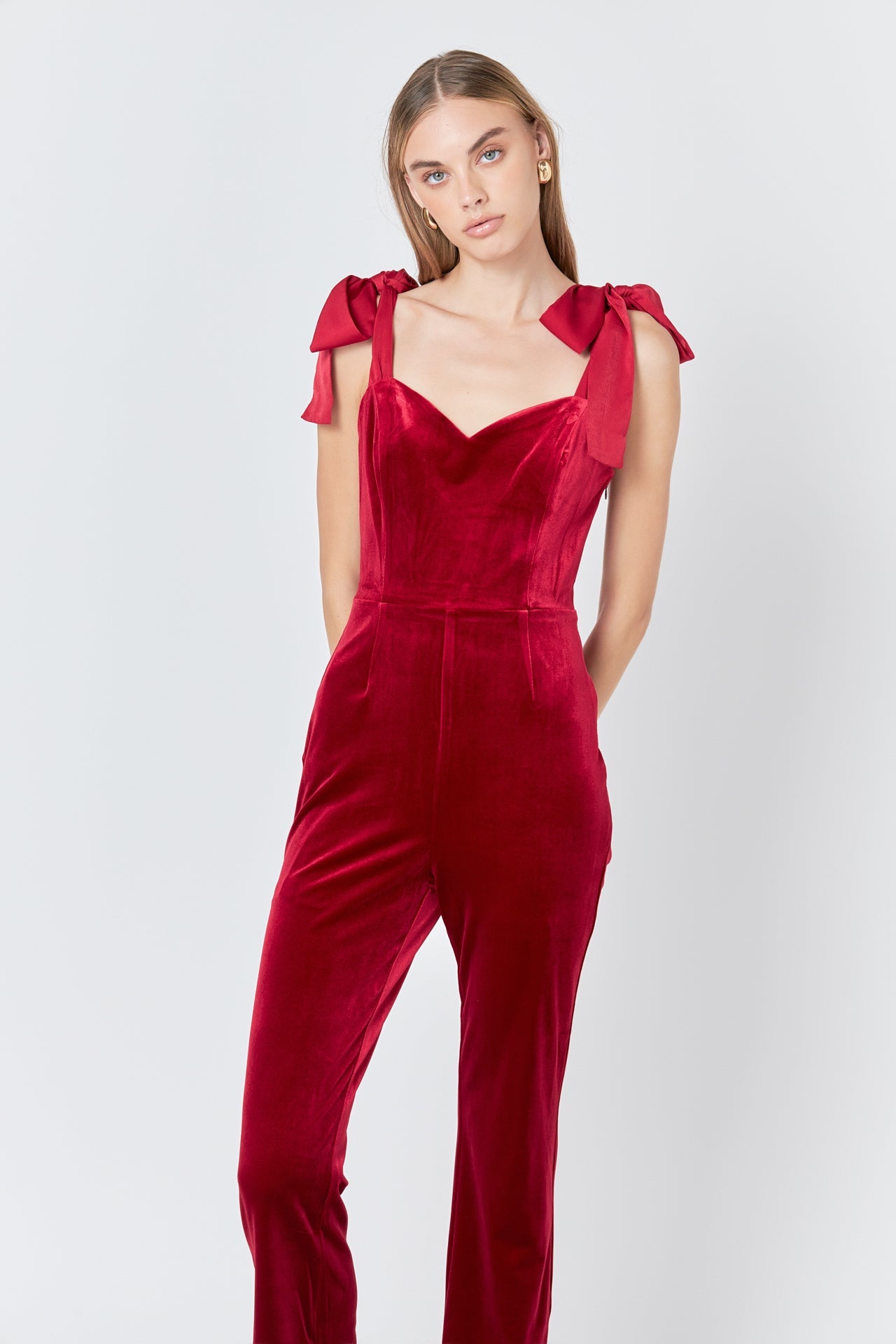 ENDLESS ROSE - Satin Velvet Sweetheart Jumpsuit - JUMPSUITS available at Objectrare