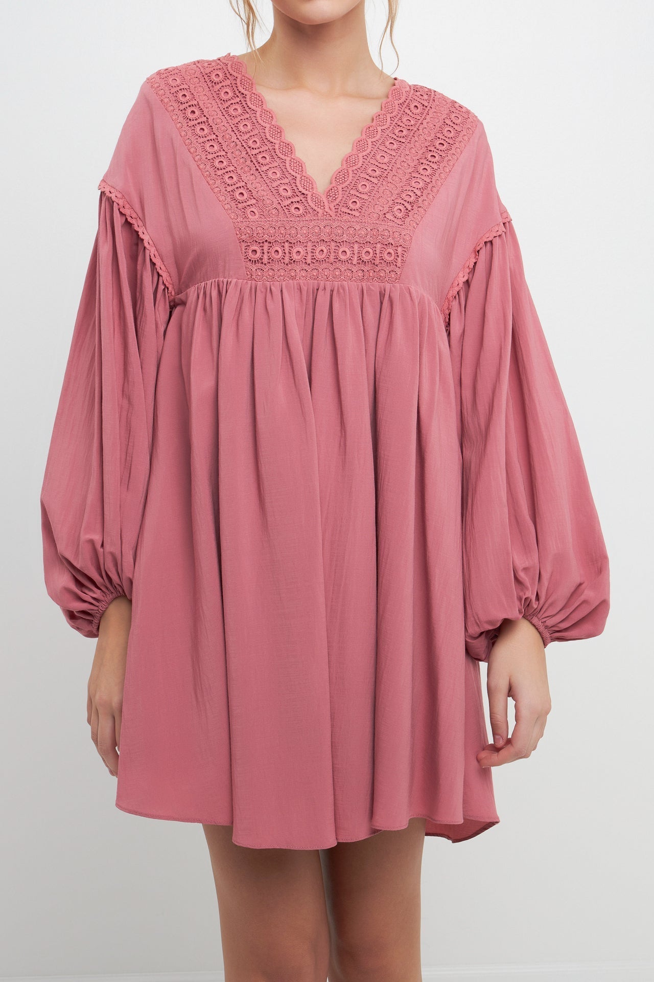 FREE THE ROSES - Laced Blouson Sleeve Shift Dress - DRESSES available at Objectrare