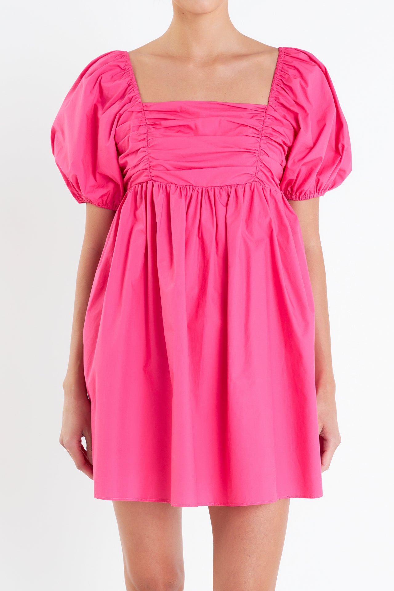 ENGLISH FACTORY - Poplin Ruched Bust Puff Sleeve Mini - DRESSES available at Objectrare