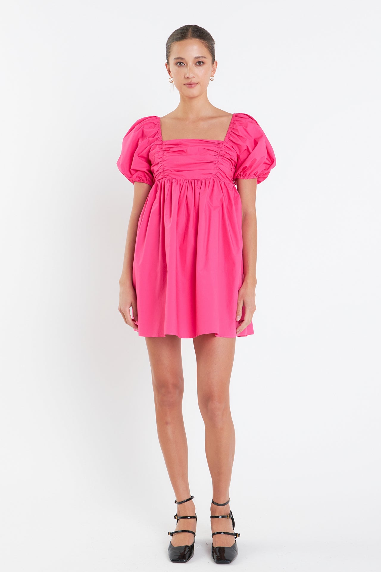 ENGLISH FACTORY - Poplin Ruched Bust Puff Sleeve Mini - DRESSES available at Objectrare