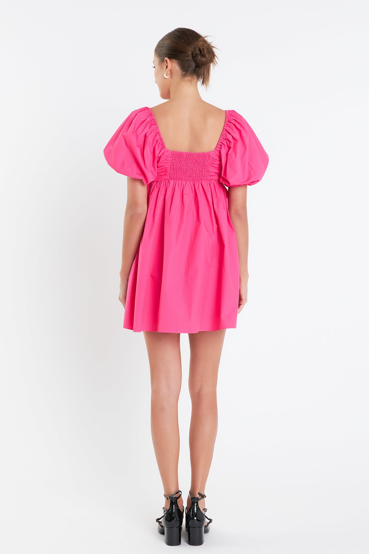 ENGLISH FACTORY - Poplin Ruched Bust Puff Sleeve Mini - DRESSES available at Objectrare