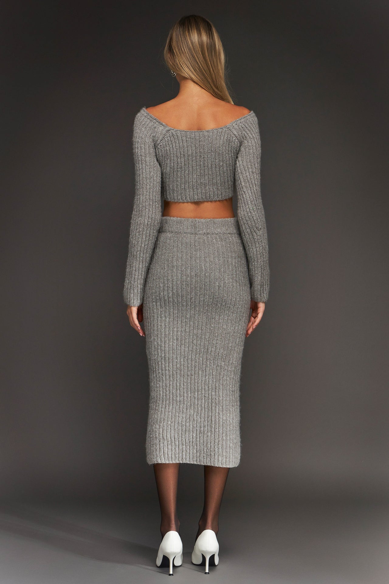 ENDLESS ROSE - High-Waisted Knit Midi Skirt - SKIRTS available at Objectrare