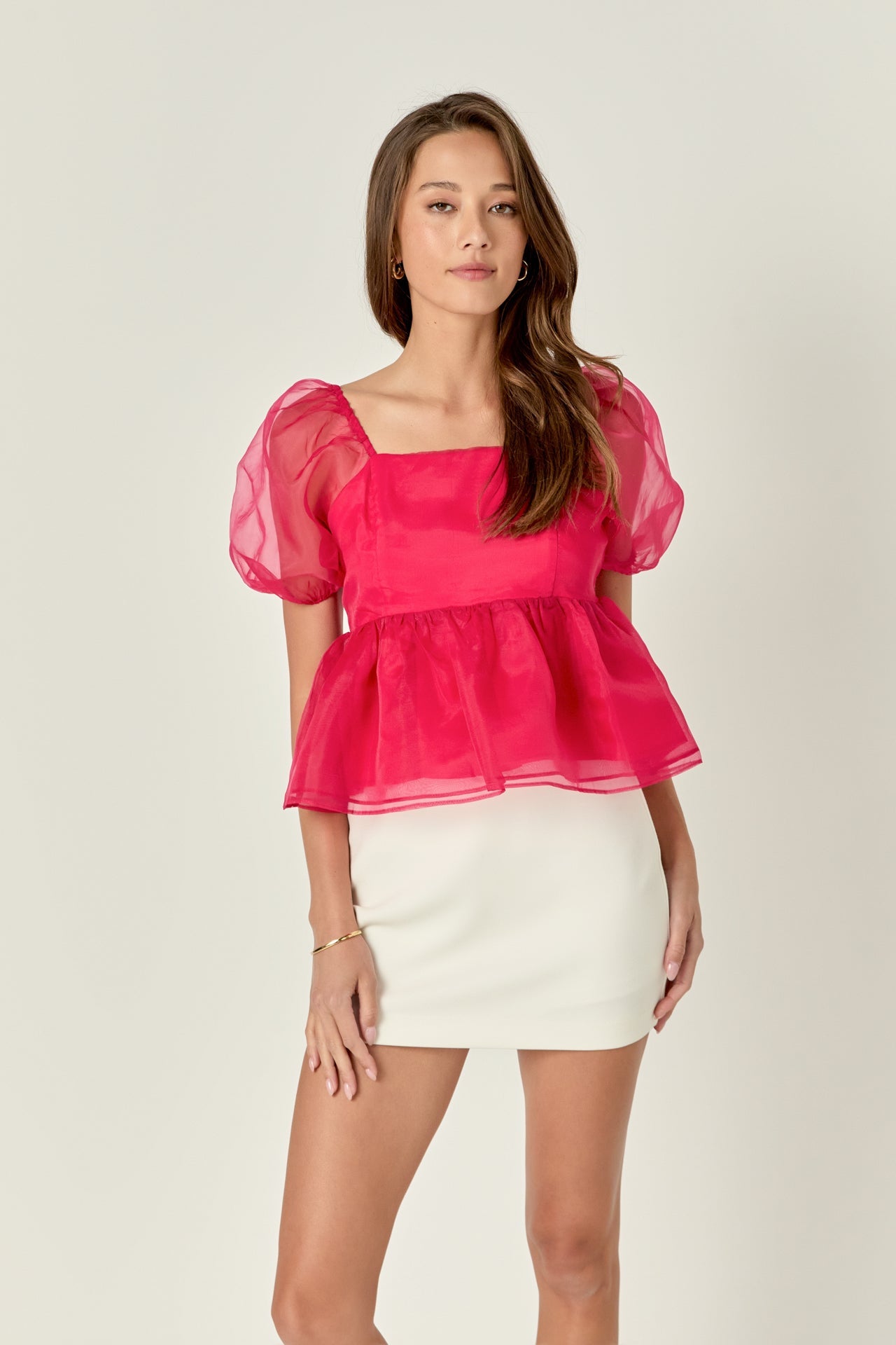 ENGLISH FACTORY - Sheer Organza Baby Doll Top - TOPS available at Objectrare