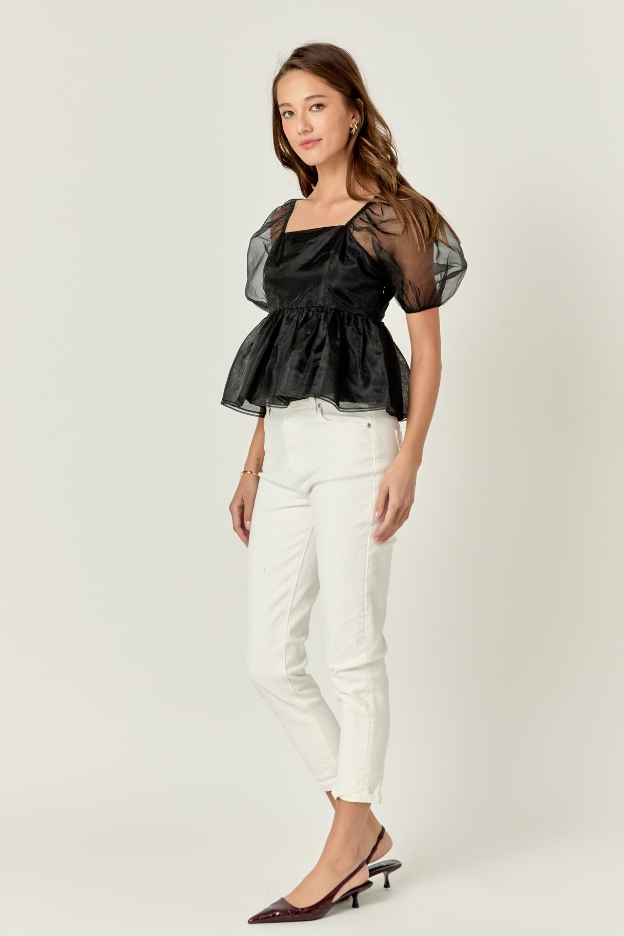ENGLISH FACTORY - Sheer Organza Baby Doll Top - TOPS available at Objectrare