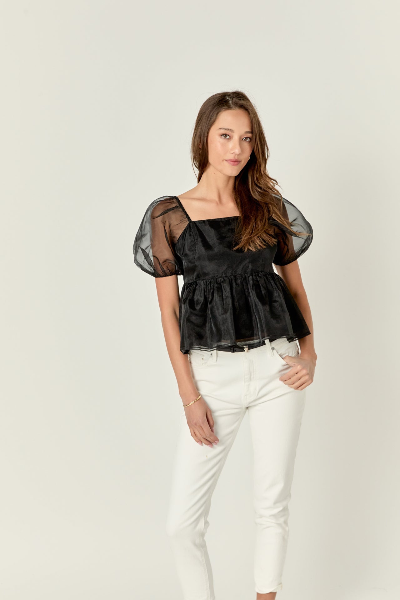 ENGLISH FACTORY - Sheer Organza Baby Doll Top - TOPS available at Objectrare