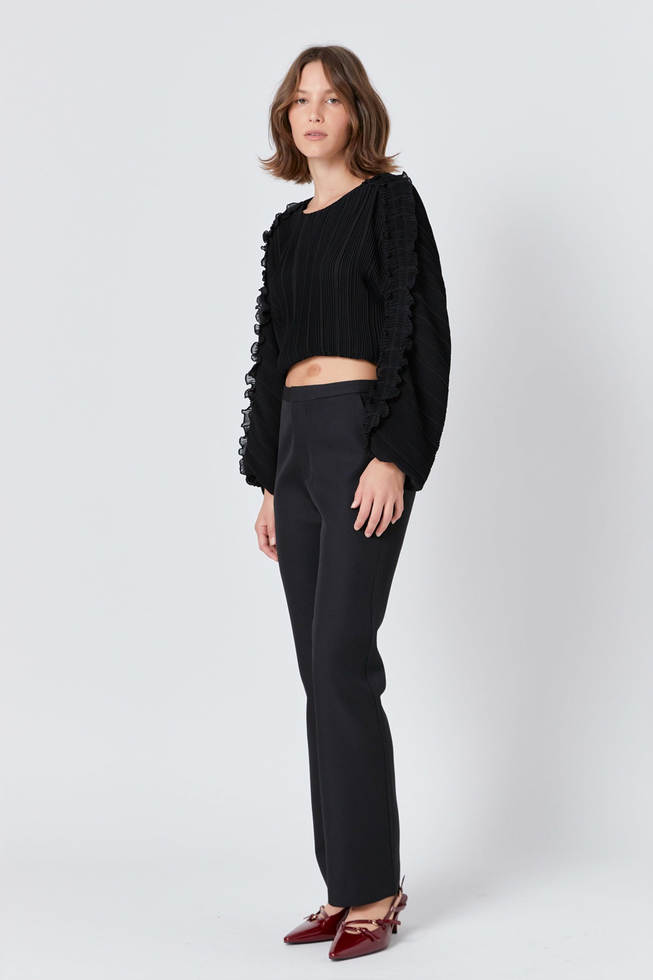 ENDLESS ROSE - Cropped Plisse Blouse - SHIRTS & BLOUSES available at Objectrare