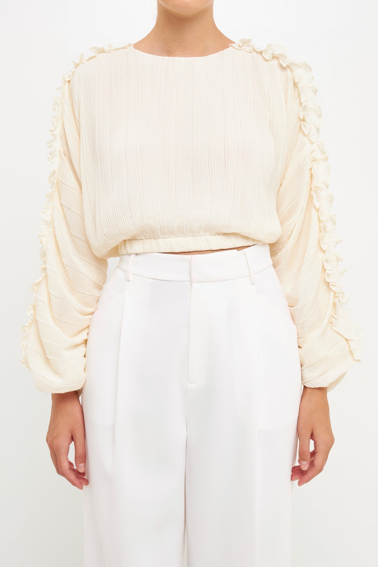 ENDLESS ROSE - Cropped Plisse Blouse - SHIRTS & BLOUSES available at Objectrare