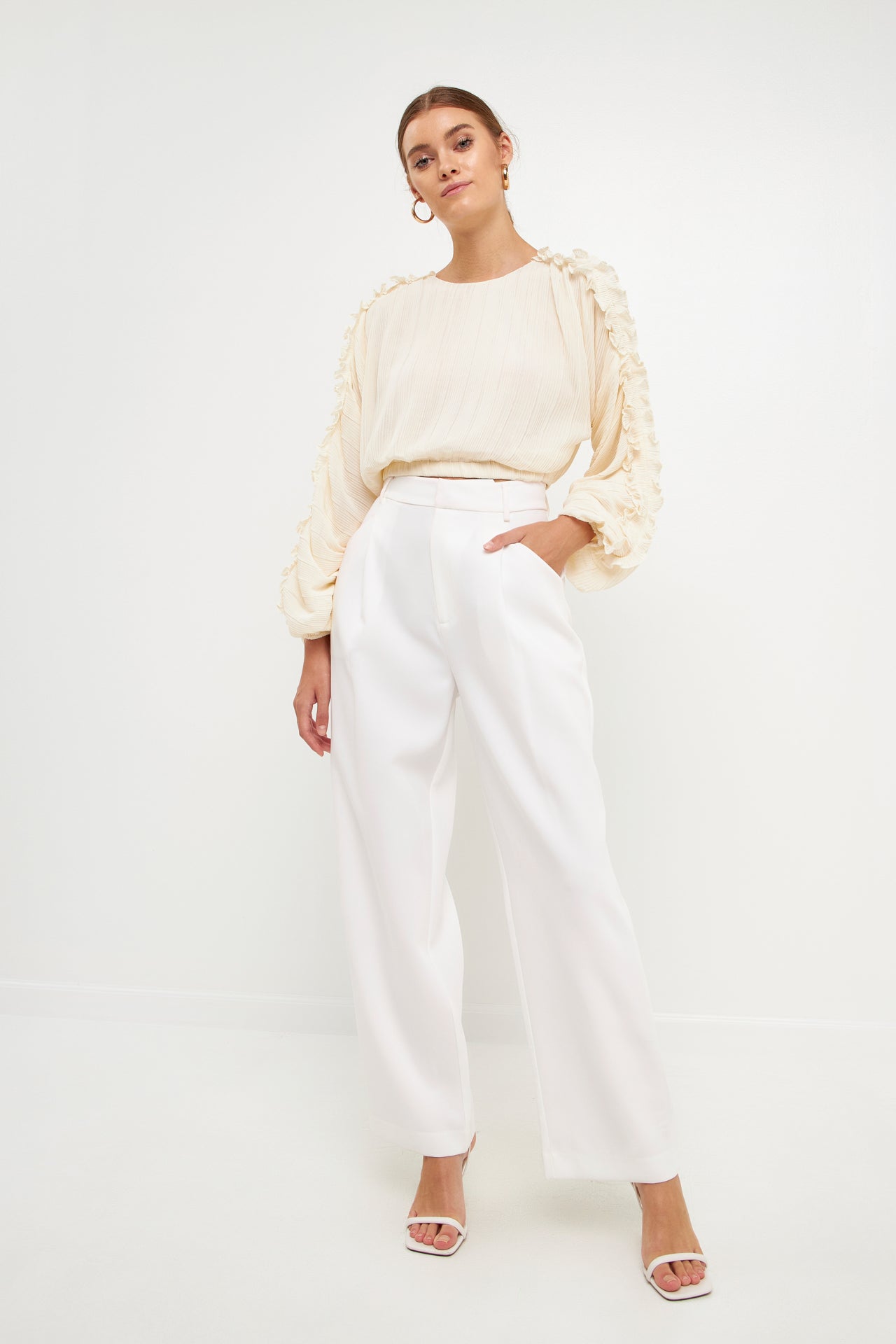 ENDLESS ROSE - Cropped Plisse Blouse - SHIRTS & BLOUSES available at Objectrare