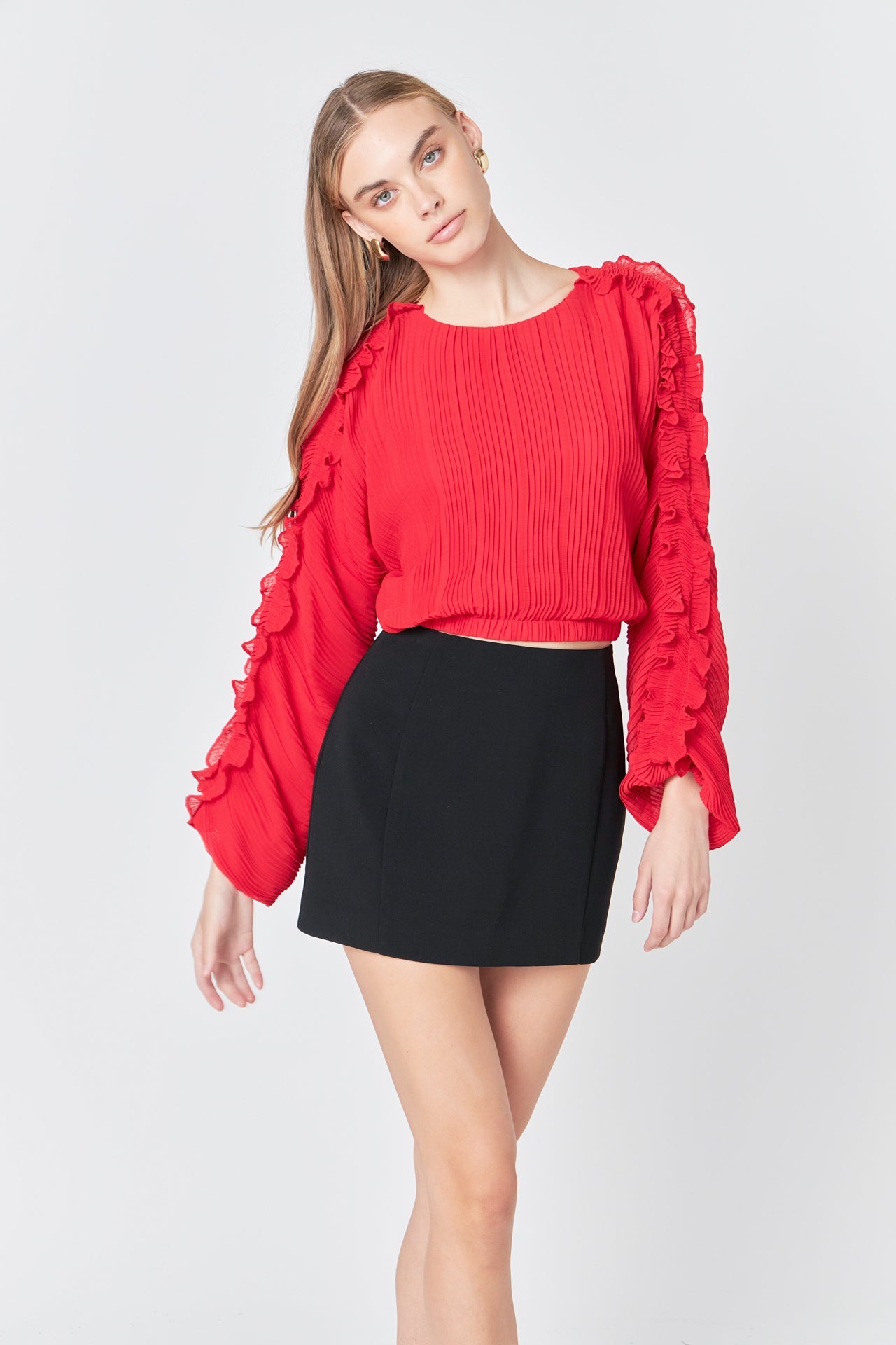 ENDLESS ROSE - Cropped Plisse Blouse - SHIRTS & BLOUSES available at Objectrare