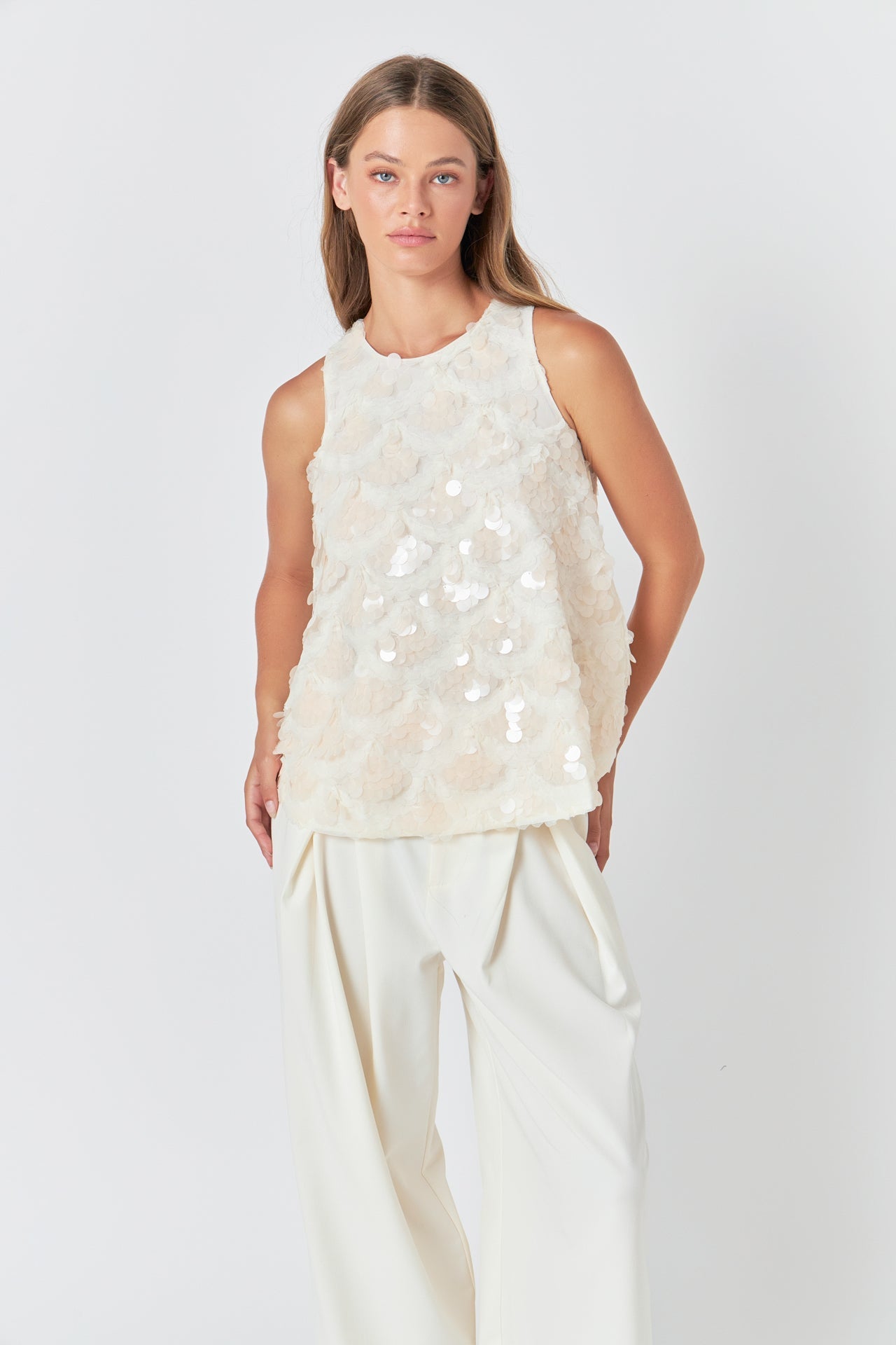 ENDLESS ROSE - Scallop Sequin Top - TOPS available at Objectrare