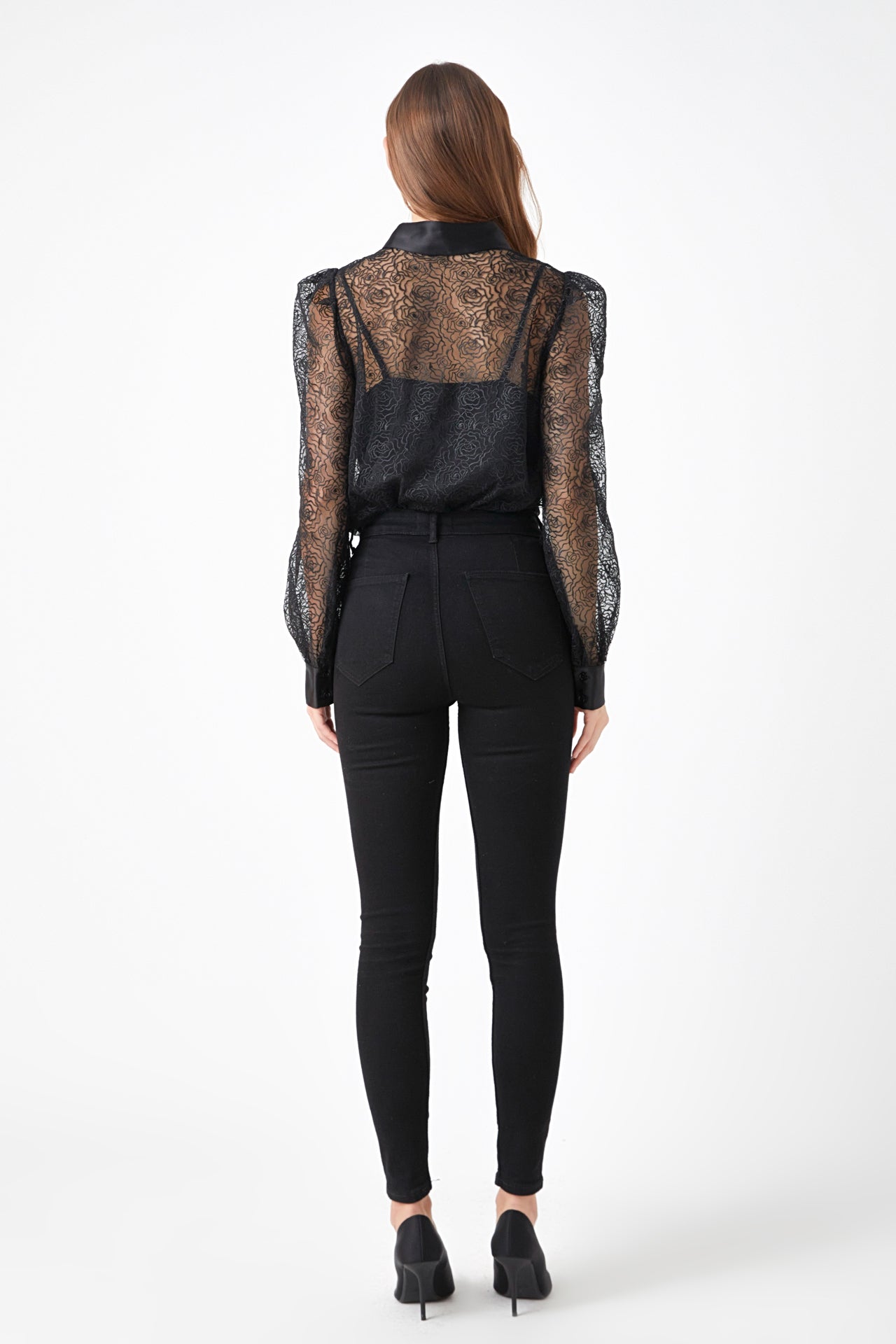 ENDLESS ROSE - Embroidered Mesh See Through Blouse - SHIRTS & BLOUSES available at Objectrare