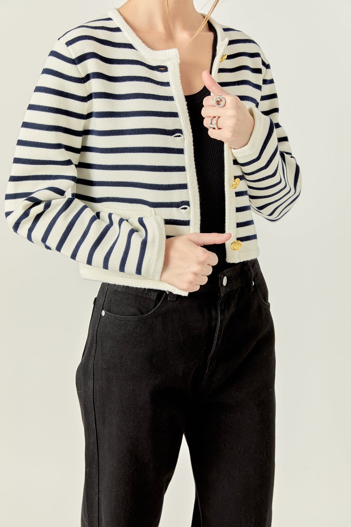 ENGLISH FACTORY - Knit Striped Sweater Cardigan - SWEATERS & KNITS available at Objectrare