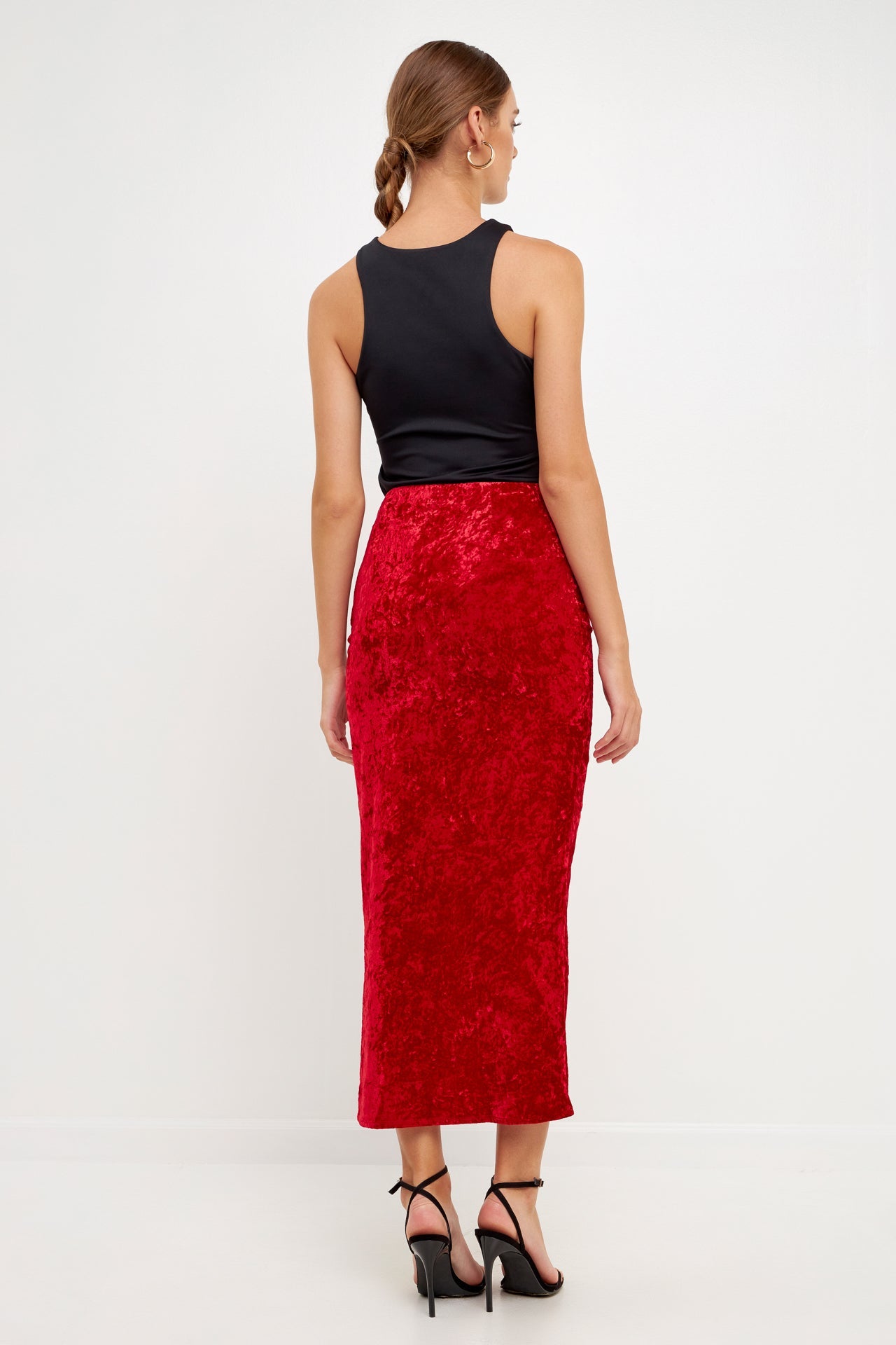 ENDLESS ROSE - Velvet Ruched Maxi Skirt - SKIRTS available at Objectrare