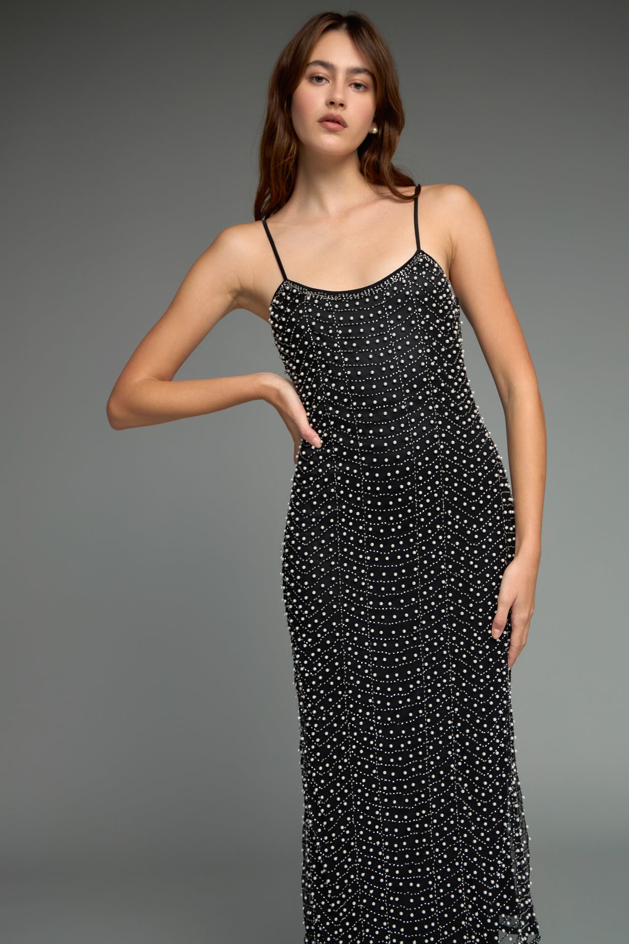 Premium Pearl Beaded Maxi Dress