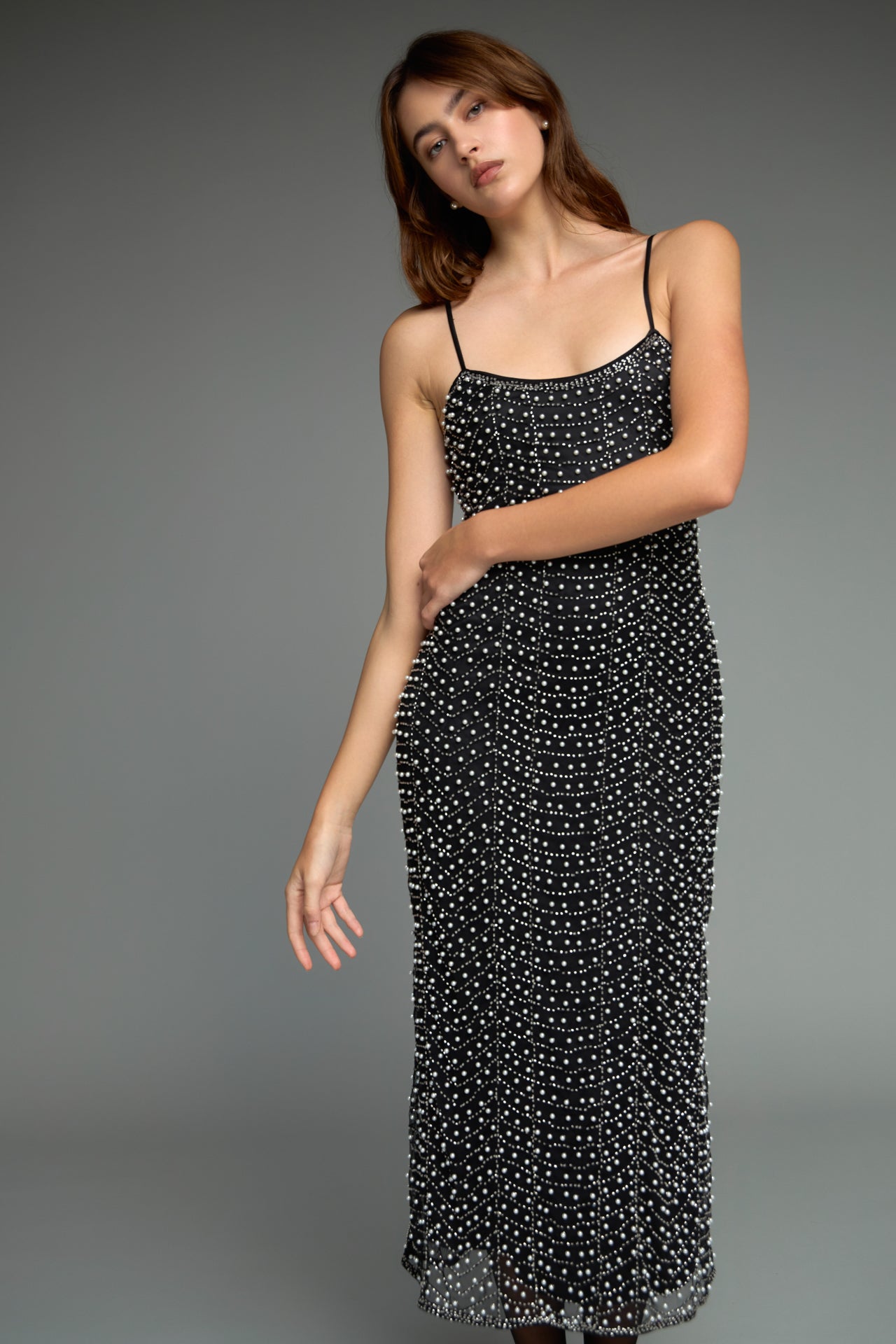 Premium Pearl Beaded Maxi Dress
