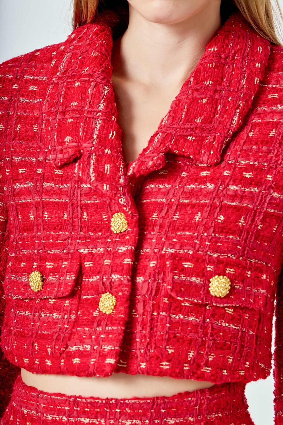 ENDLESS ROSE - Premium Cropped Tweed Jacket - JACKETS available at Objectrare