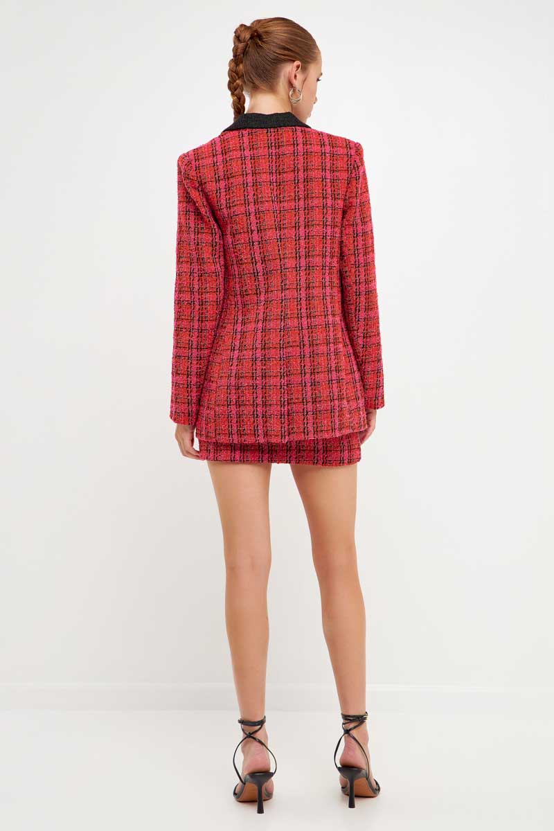 ENDLESS ROSE - Single-Breasted Tweed Blazer - BLAZERS available at Objectrare