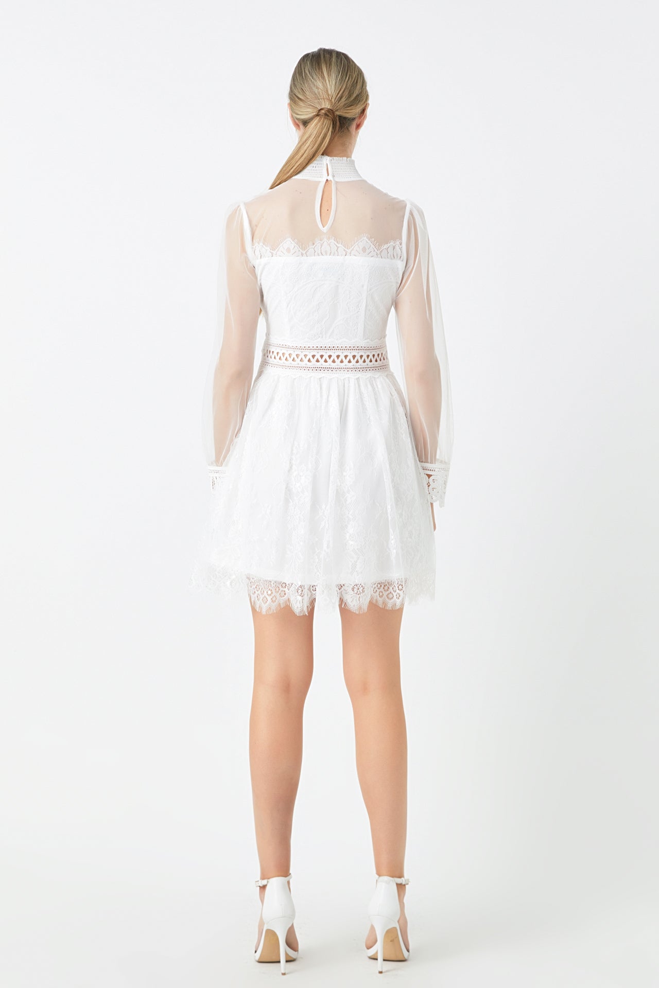 ENDLESS ROSE - Long Sleeve Lace Mini Dress - DRESSES available at Objectrare