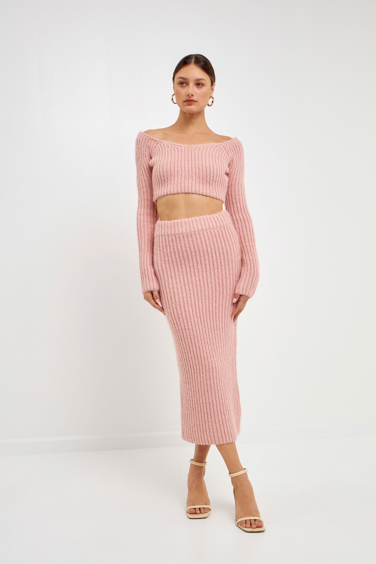 ENDLESS ROSE - High-Waisted Knit Midi Skirt - SKIRTS available at Objectrare