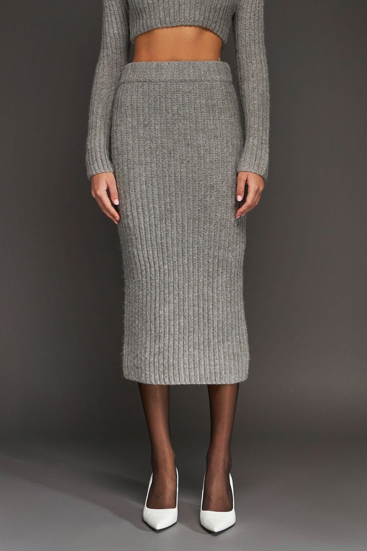 ENDLESS ROSE - High-Waisted Knit Midi Skirt - SKIRTS available at Objectrare