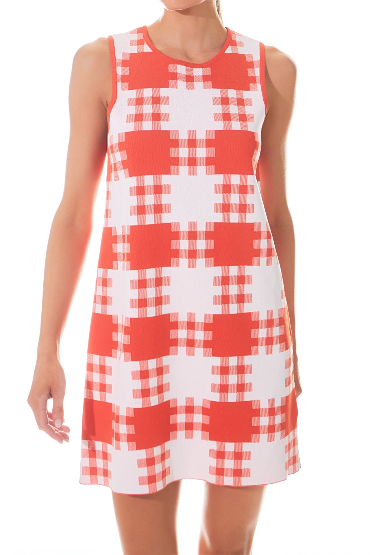 GREY LAB - Gingham Check Knitted Shift Dress - DRESSES available at Objectrare