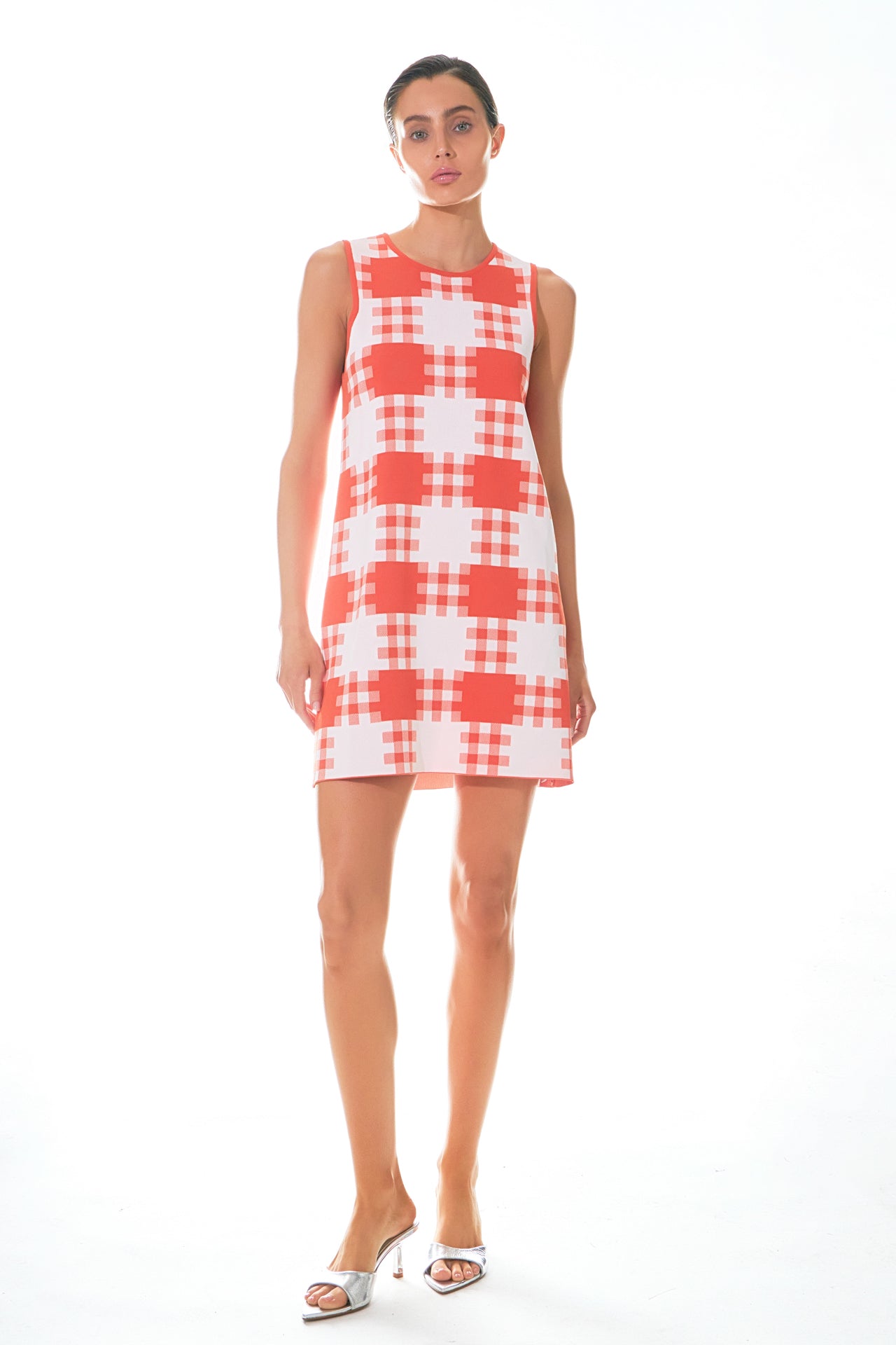 GREY LAB - Gingham Check Knitted Shift Dress - DRESSES available at Objectrare
